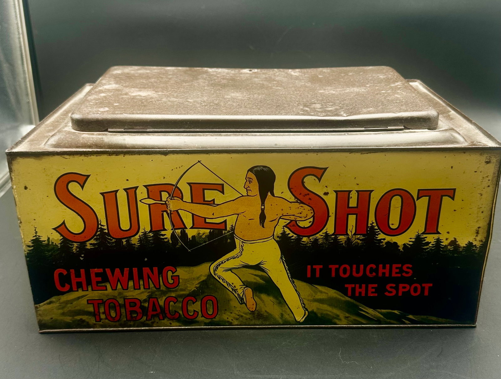 Antique 1915 Sure Shot Chewing Tobacco Store Display Tin (1 of 8)