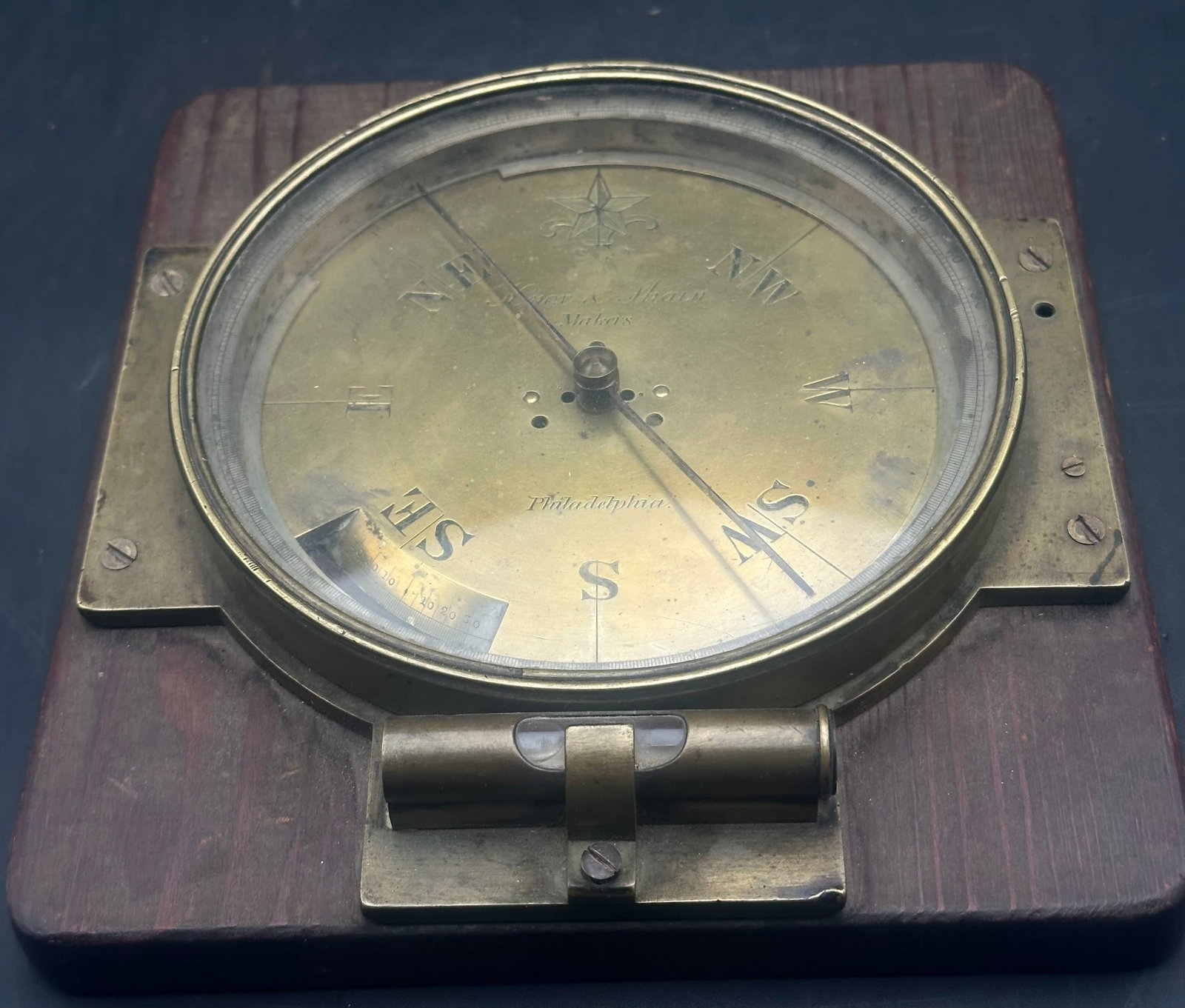Antique Knox & Shain Philadelphia Brass Surveyor’s Compass (1 of 10)