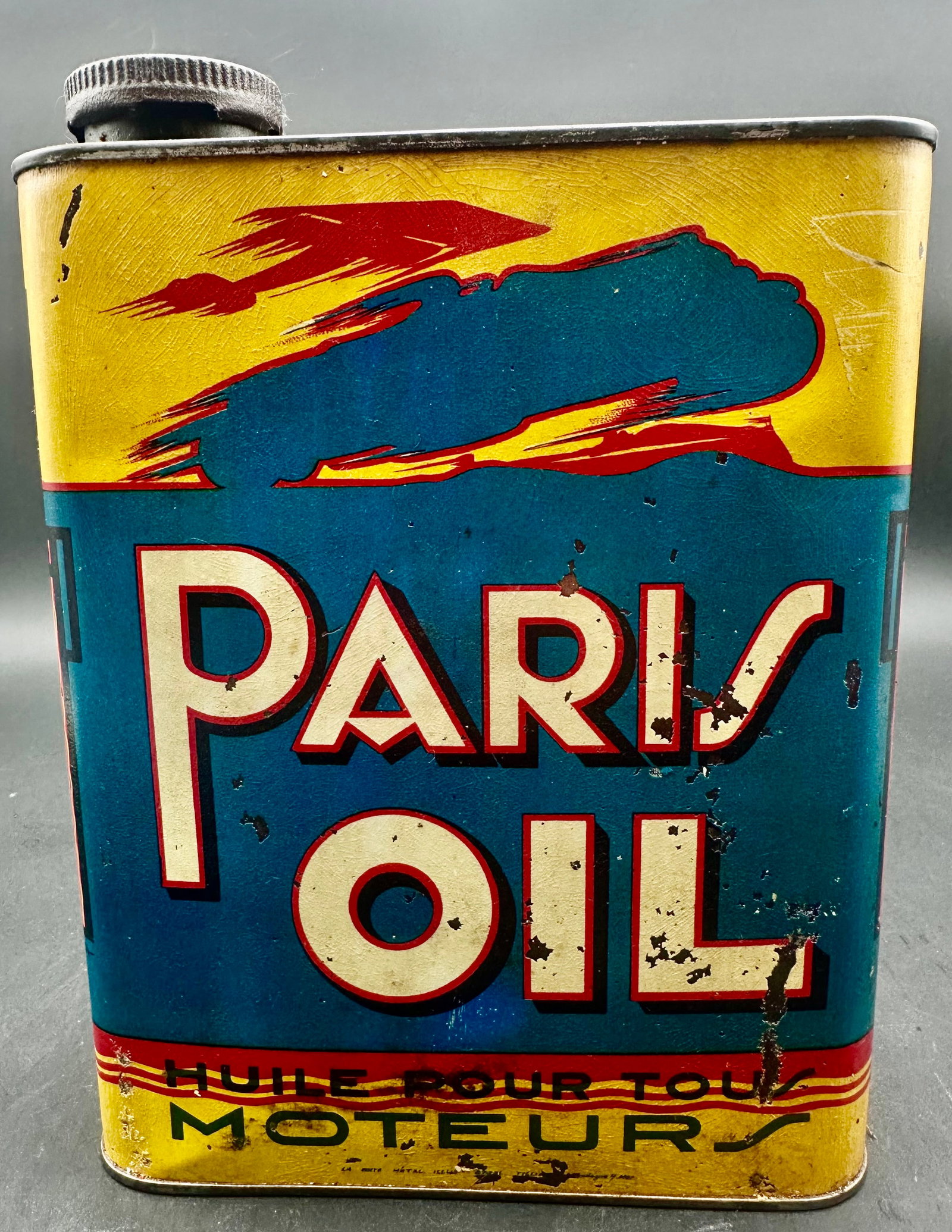 Vintage French Paris Oil Motor Oil Tin Can Eiffel Tower (1 of 8)