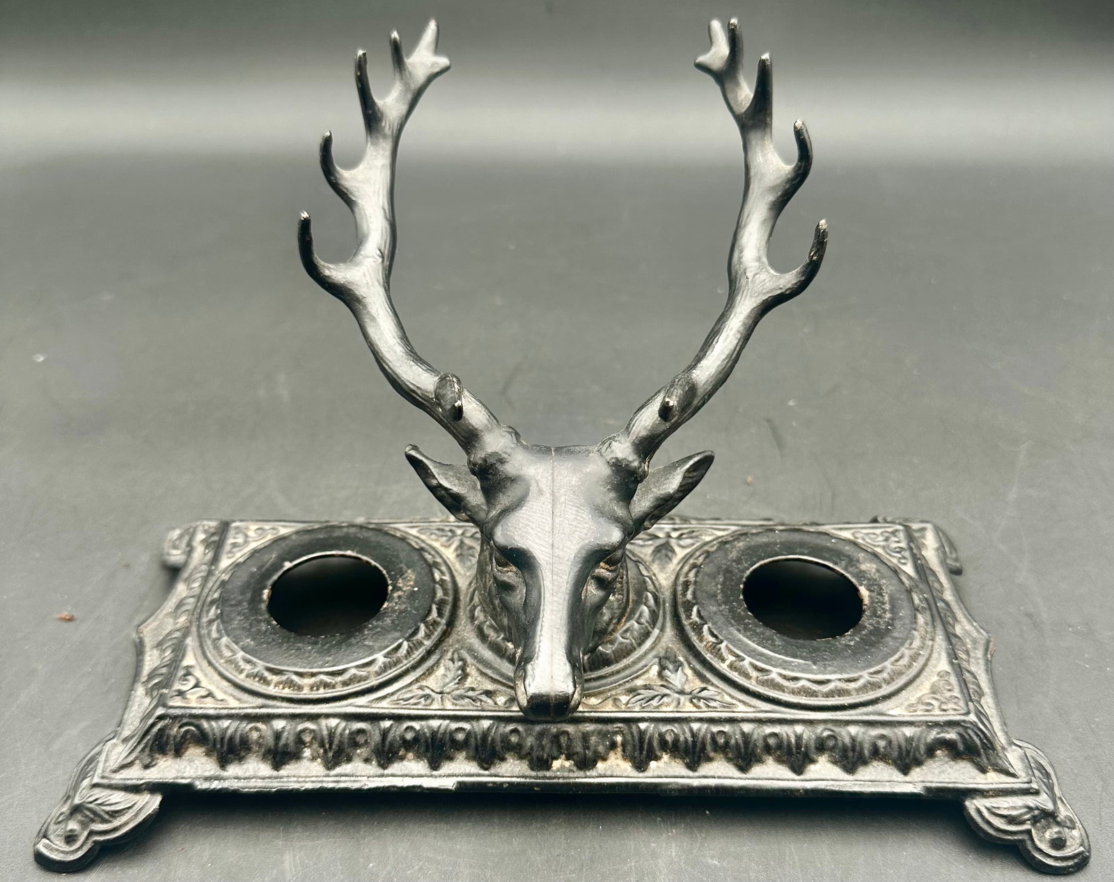 Antique B&H Bradley & Hubbard Stag Double Inkwell (1 of 13)