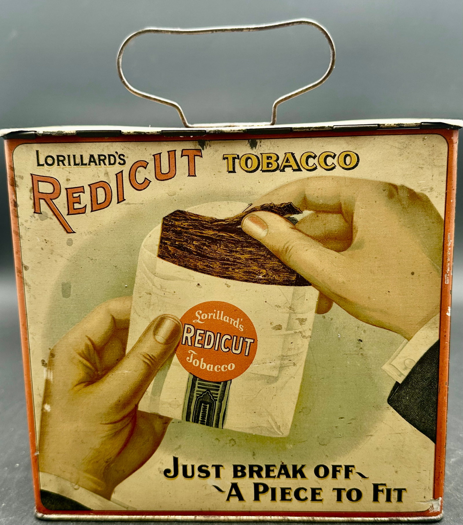 Antique Lorillard’s Redicut Tobacco Advertising Lunch Pail Tin (1 of 10)