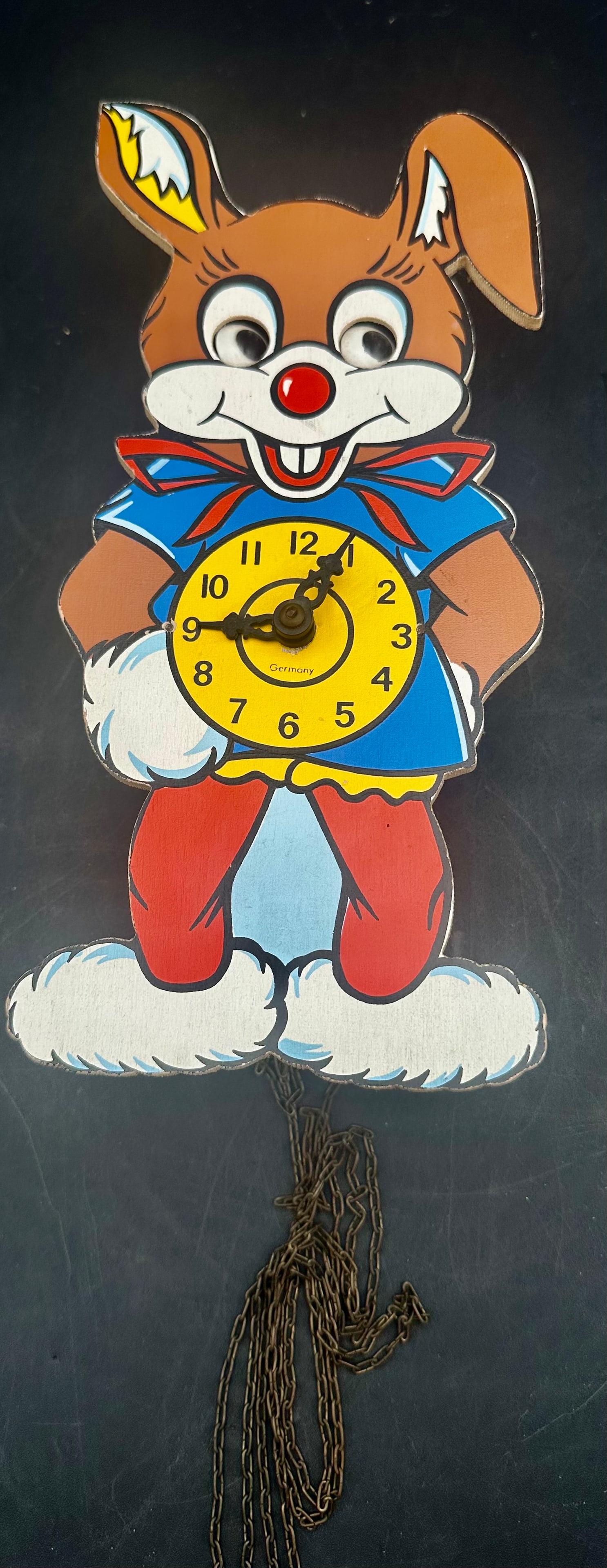 Vintage German Moving Eye Rabbit Wall Clock (1 of 7)