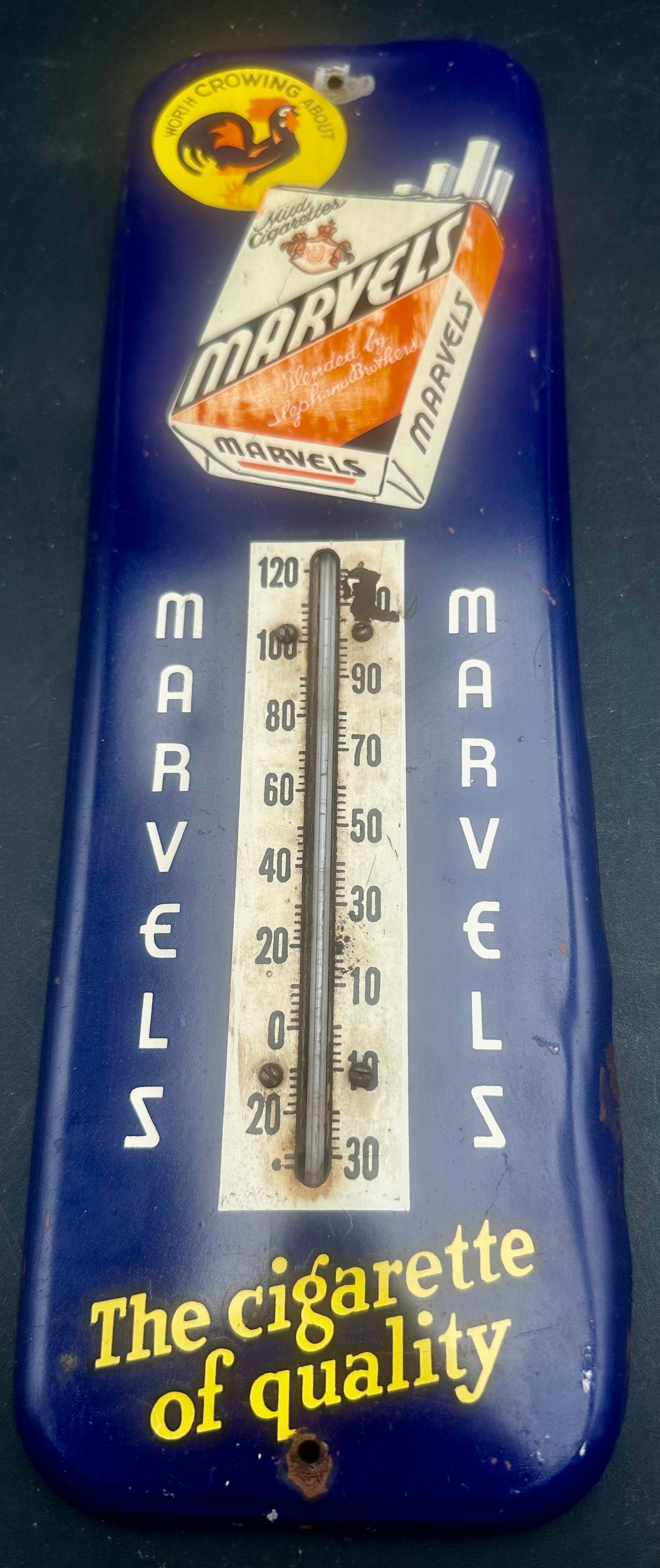 1940s Marvels Cigarettes Advertising Thermometer Sign (1 of 8)