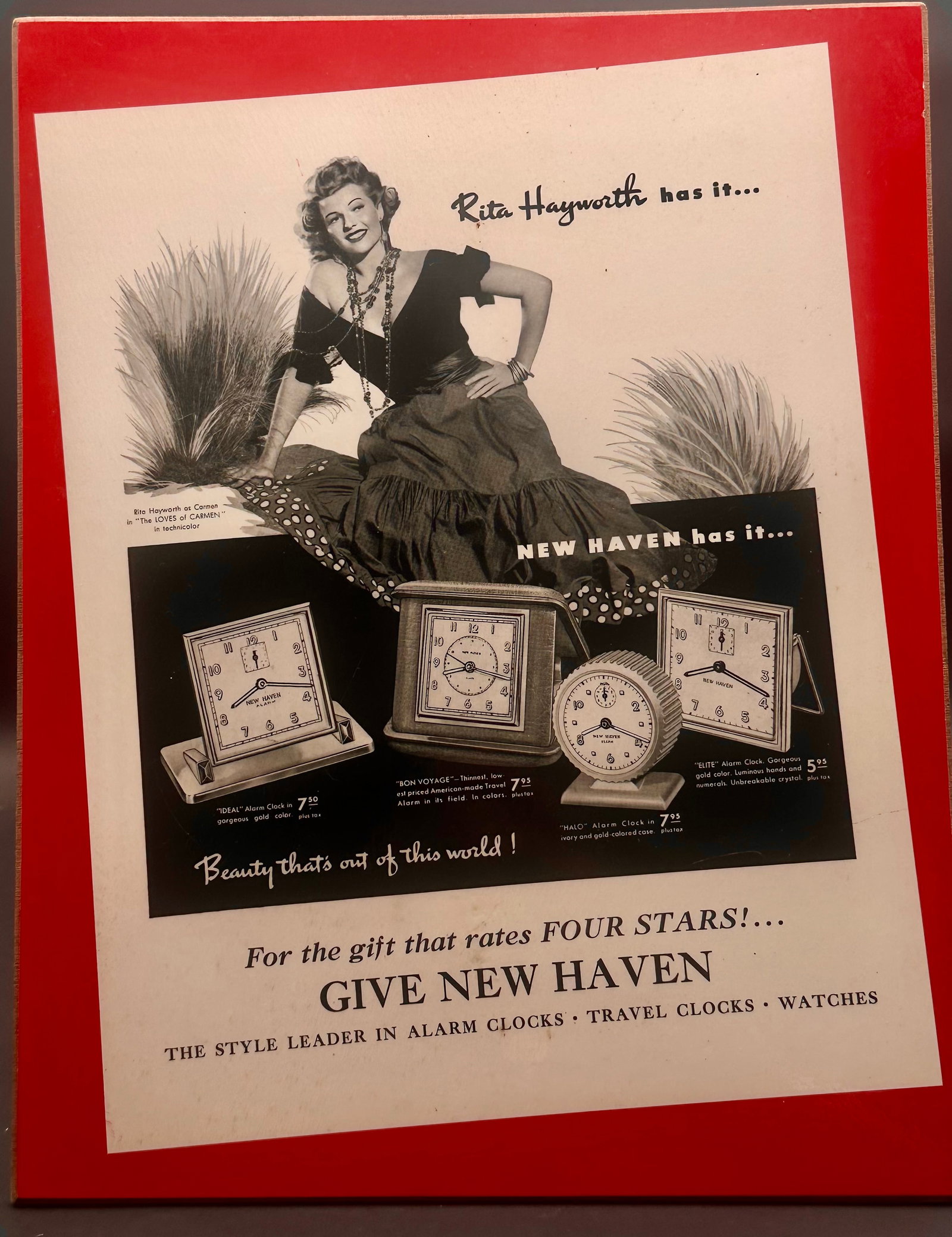 1948 Rita Hayworth New Haven Clock Advertising Store Display (1 of 10)