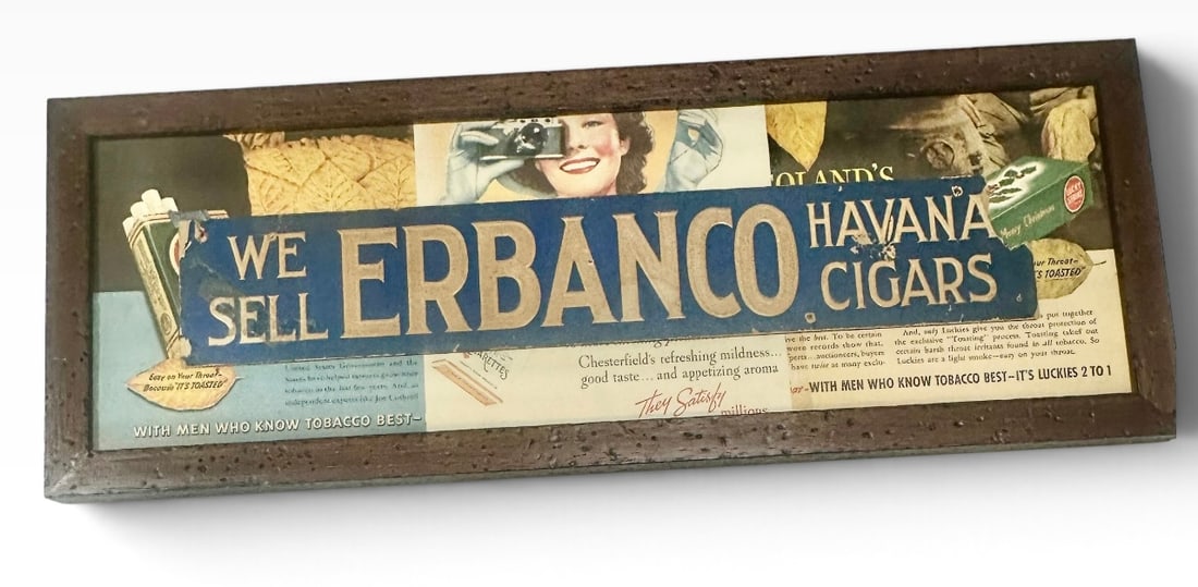 Vintage Erbanco Havana Cigars Framed Tobacco Advertising Sign (1 of 11)