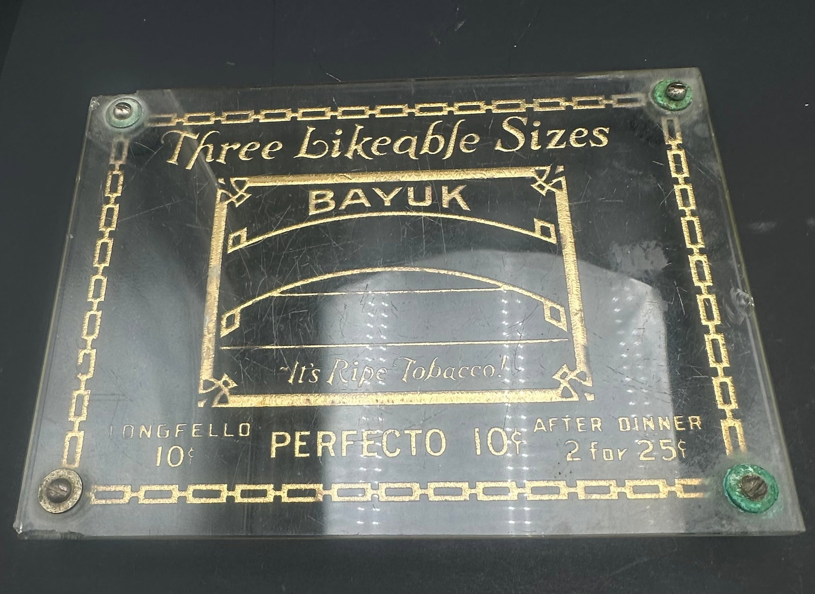 Antique Bayuk Cigar Glass Countertop Advertising Sign (1 of 11)