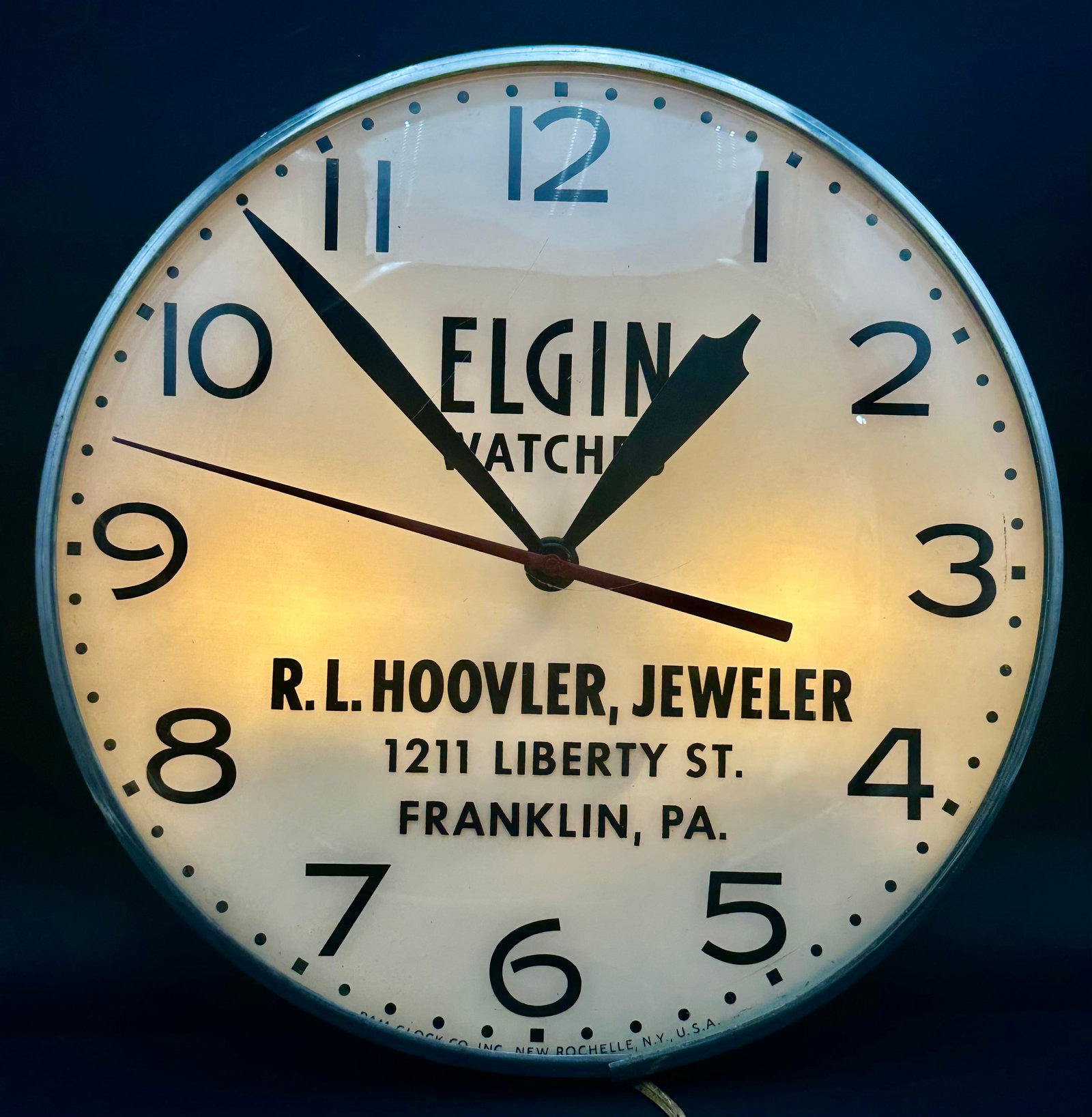 Working Vintage Elgin Watch Jeweler Clock (1 of 8)