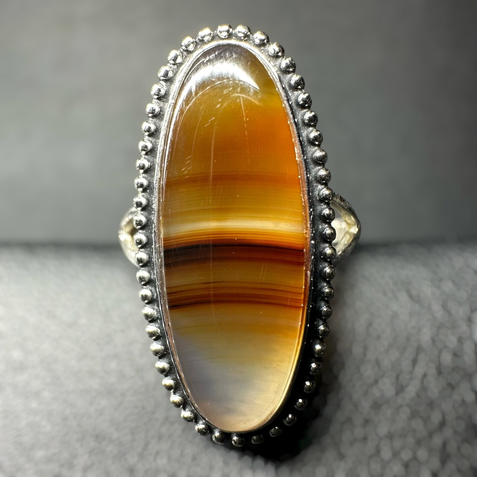 Sz5.5/5g Clark & Coombs Sterling Silver Banded Agate Ring (1 of 7)