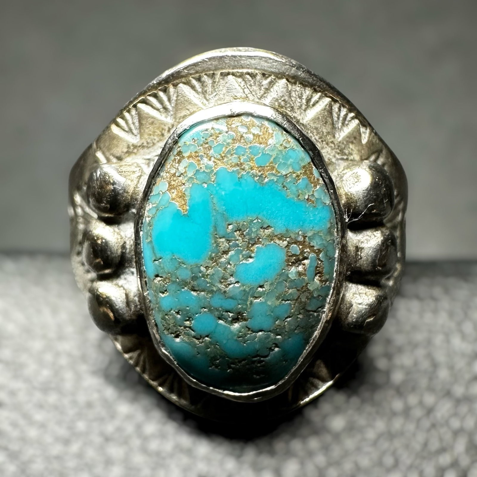 Sz6/5g Fred Harvey Era Southwestern Sterling Silver Royston Turquoise Ring (1 of 9)