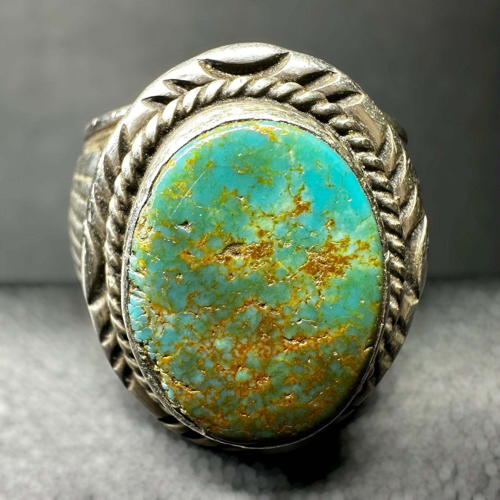 Sz10.5/13g Will Denetdale Navajo (Diné) Sterling Silver Royston Men's Ring (1 of 10)