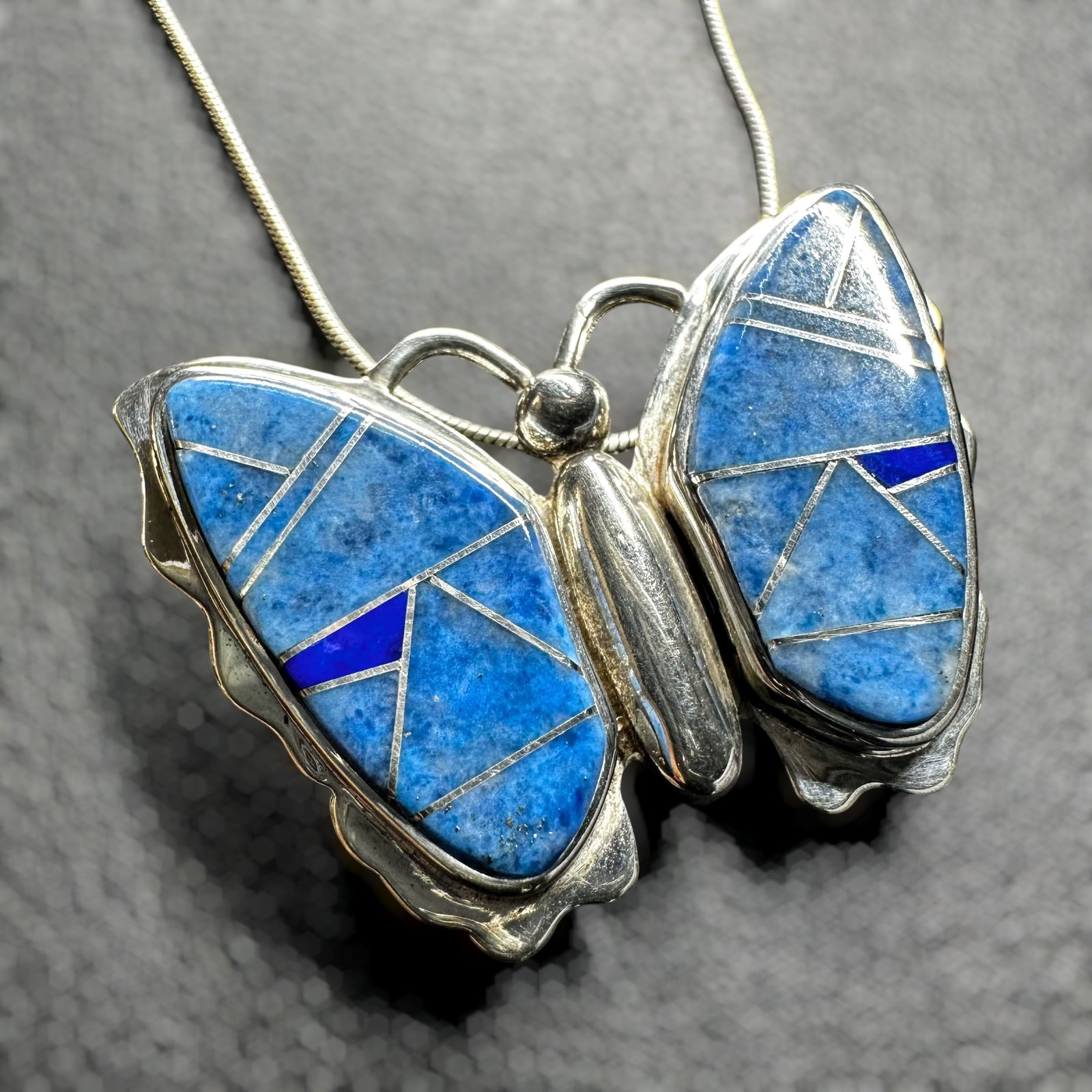 16"/14g TSF Earl Plummer & Pam Daniels Navajo (Diné) Sterling Silver Lapis Inlay Butterfly (1 of 11)