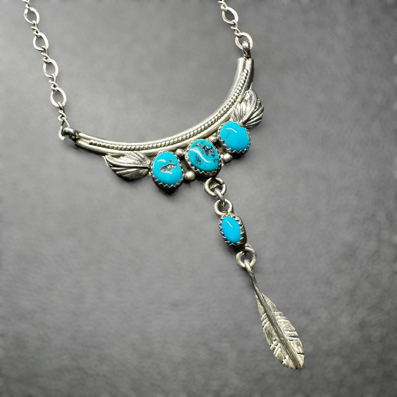 18"/14g Bobby Lujan Taos Pueblo Sterling Silver Kingman Turquoise Pendant Necklace (1 of 9)