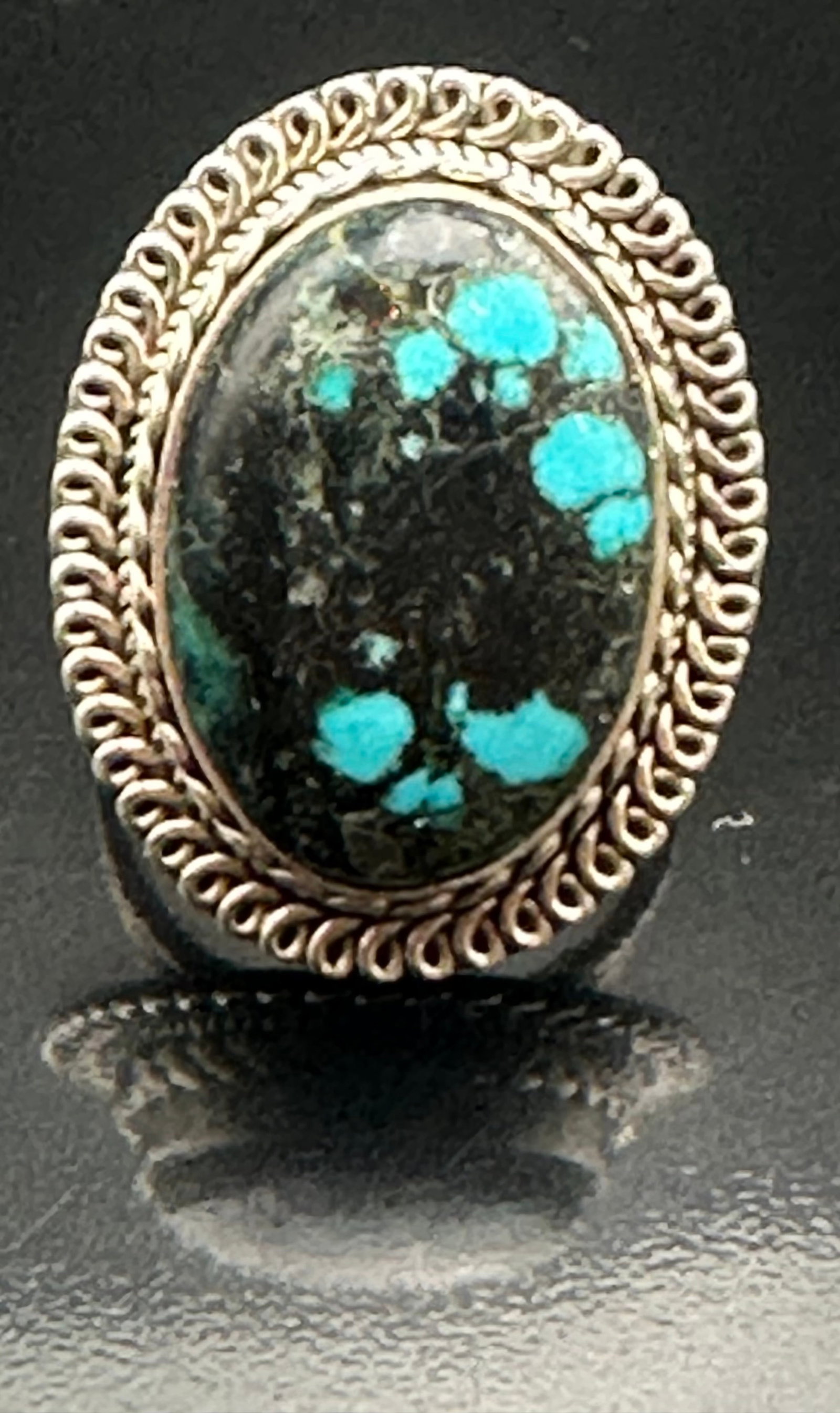 13g Vintage Navajo 925 Sterling Silver Spiderweb Turquoise Ring c1960s (1 of 10)