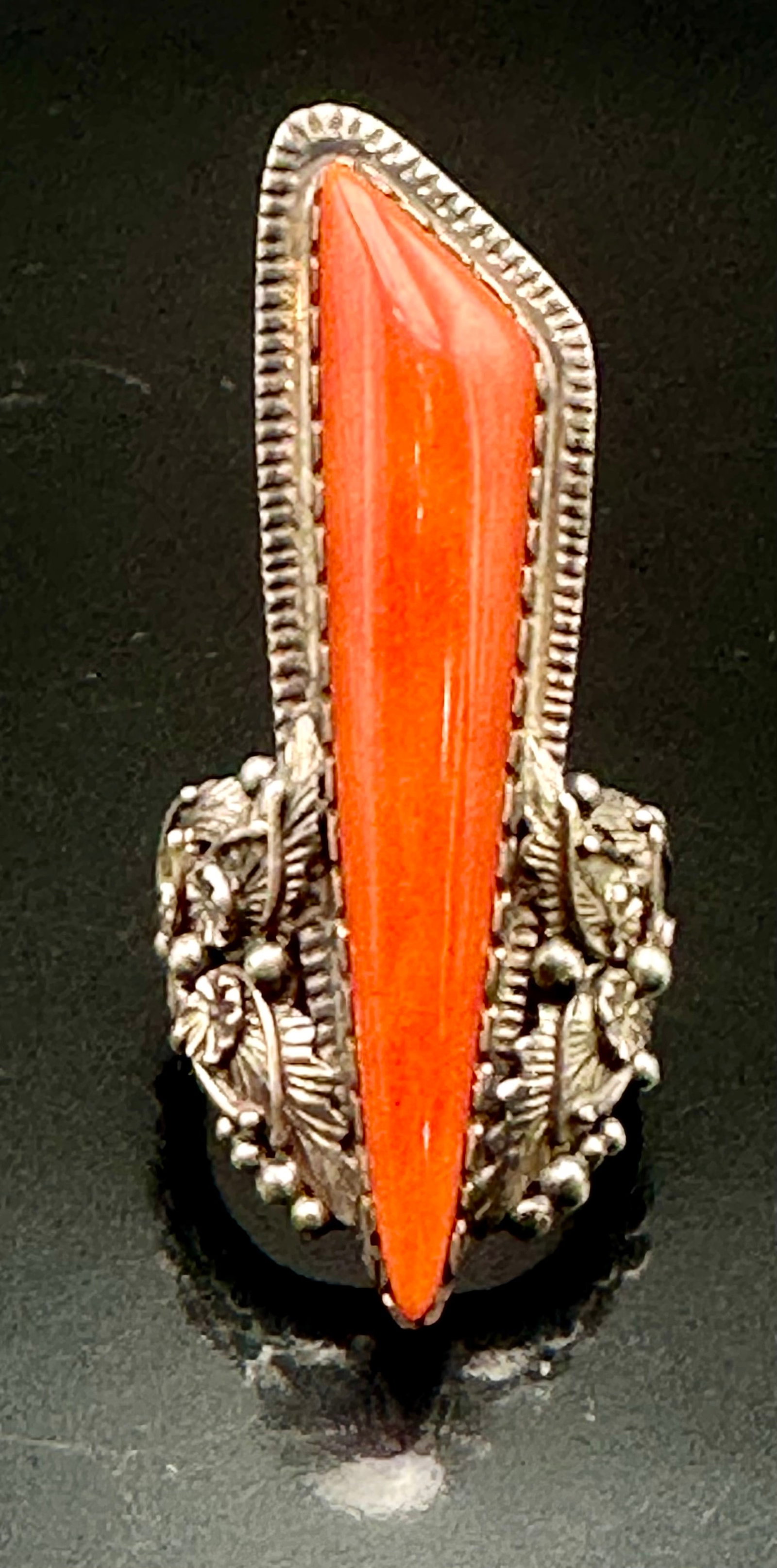 24g Harvey Mace Navajo Red Coral Sterling Silver Statement Ring (1 of 11)