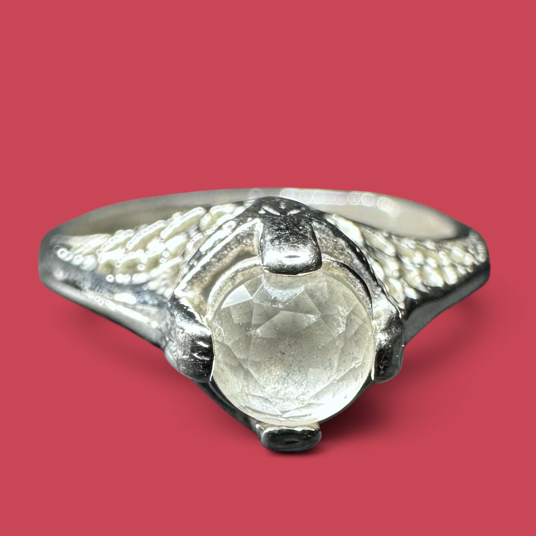 Sz5/2g 14K TGE Joseph Esposito Clear Stone Solitaire Cocktail Ring (1 of 7)
