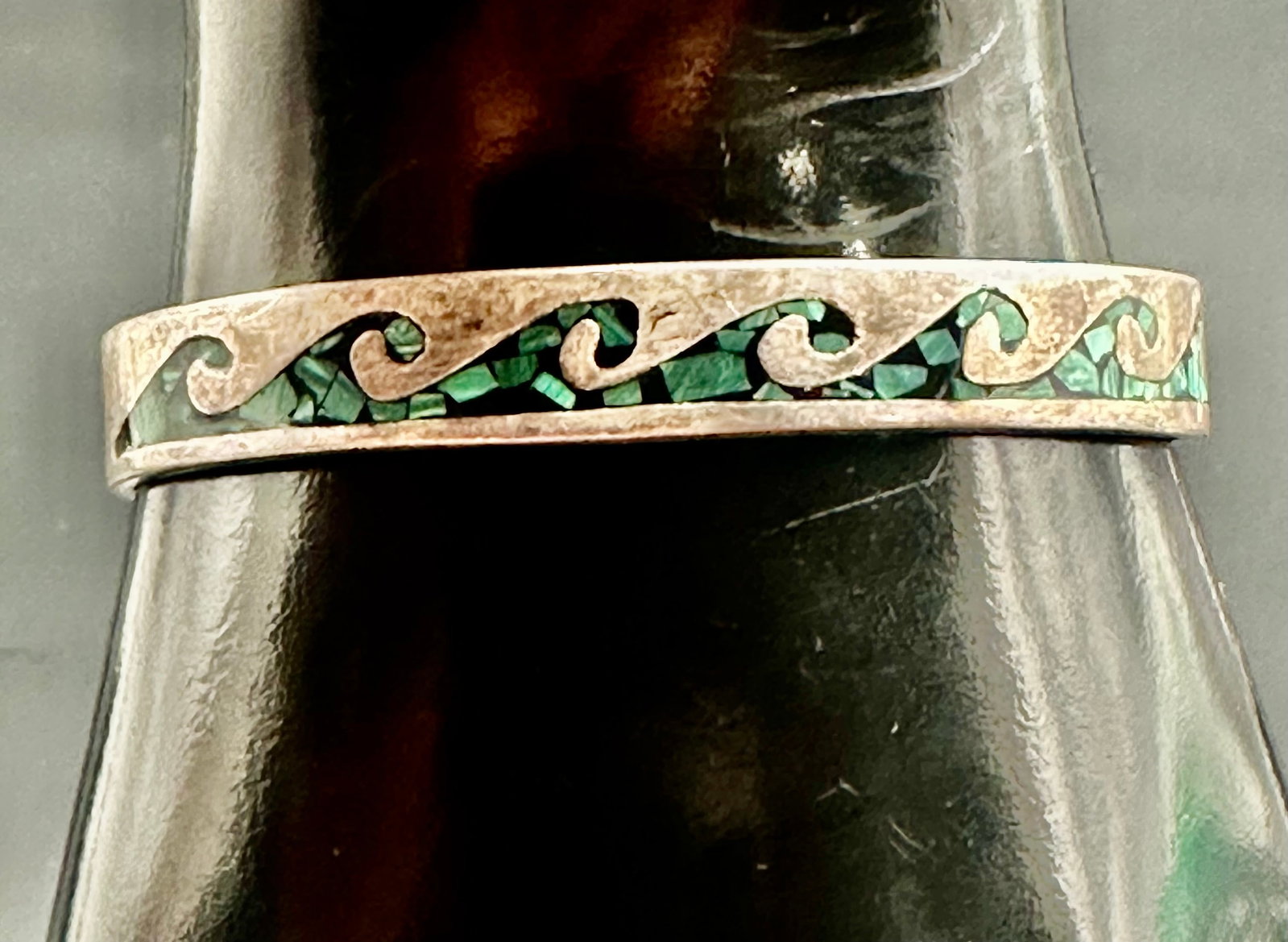 21g Vintage Mexico 925 Sterling Silver Turquoise Chip Inlay Cuff Bracelet (1 of 8)