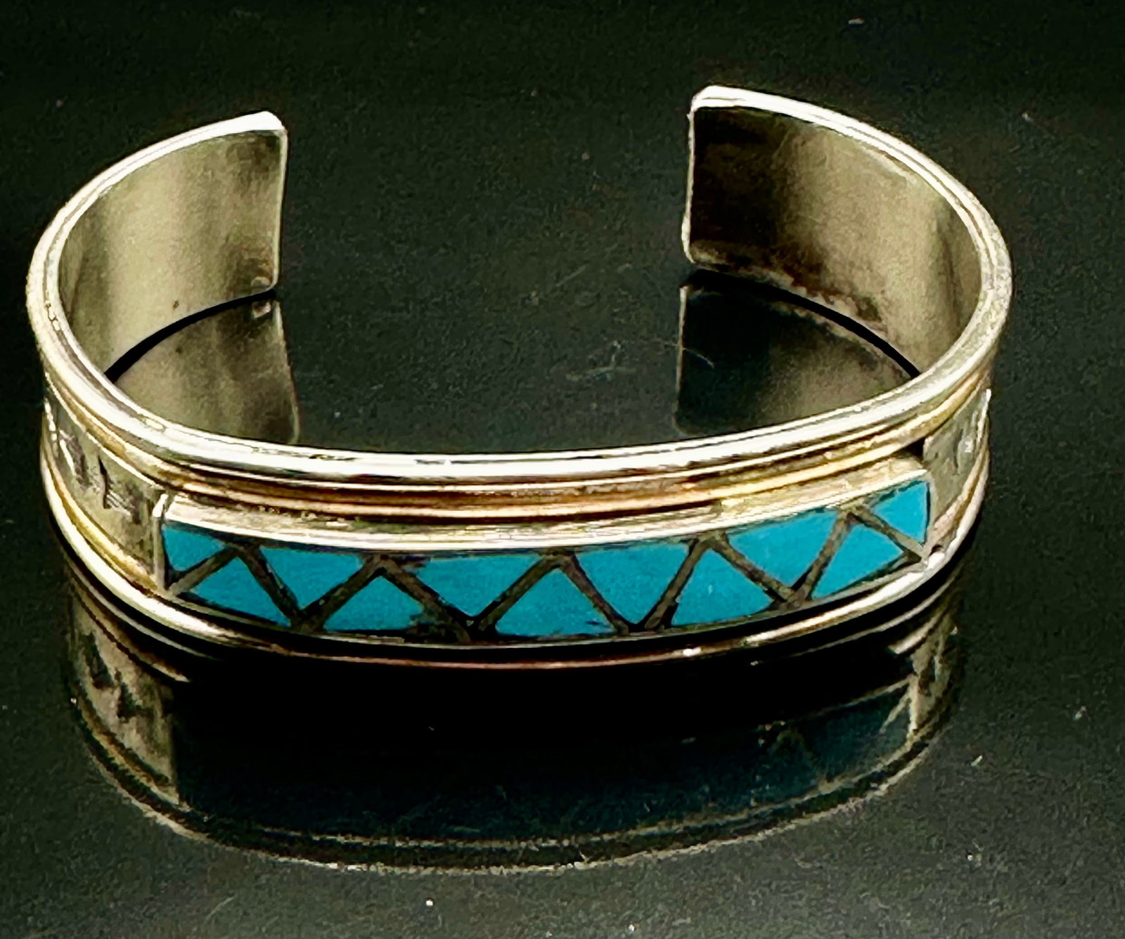 39g Handmade Zuni Sleeping Beauty Turquoise Sterling Silver Cuff (1 of 7)
