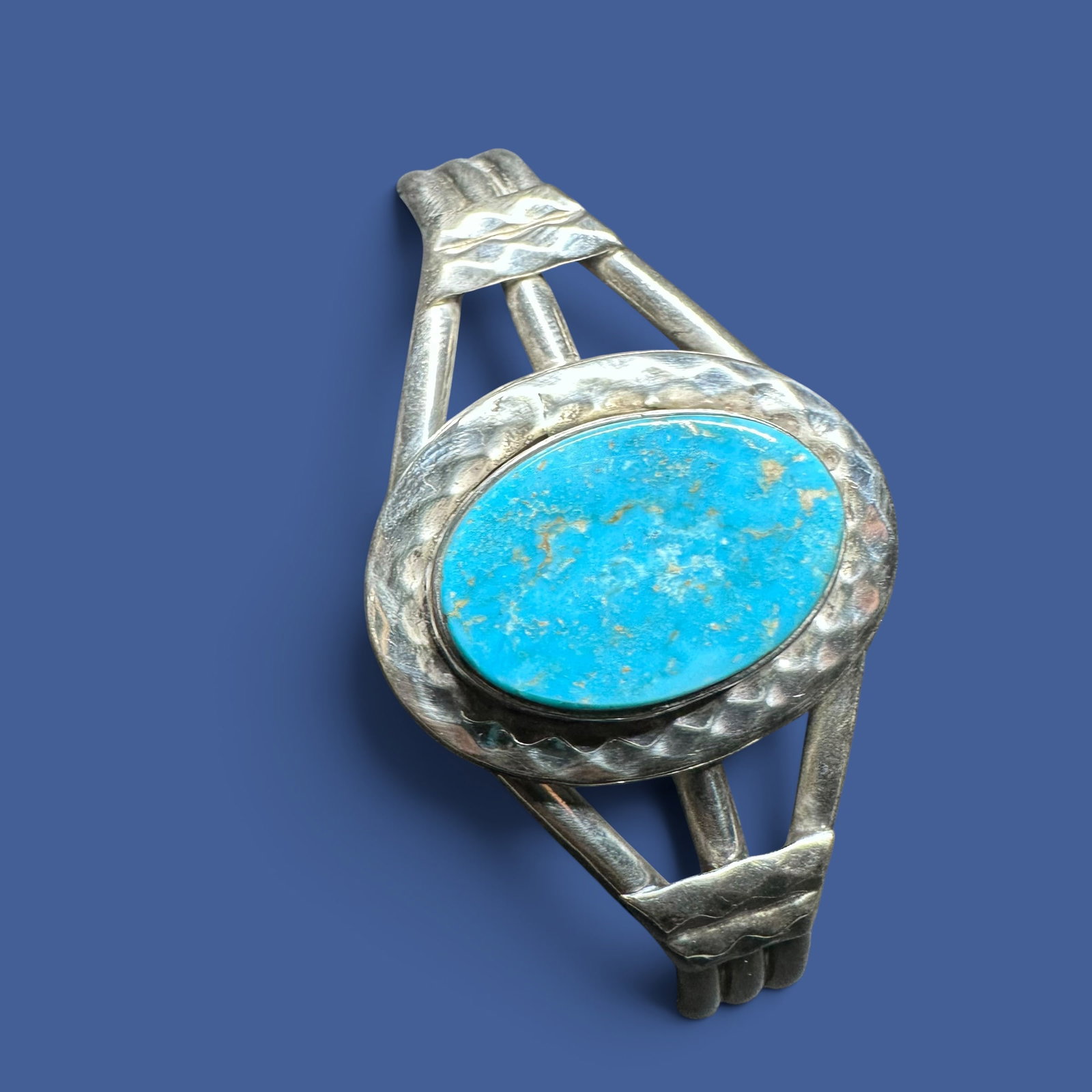 6.5"/24g Lucy Jake Navajo (Diné) Sterling Silver Kingman Turquoise Cuff Bracelet (1 of 10)