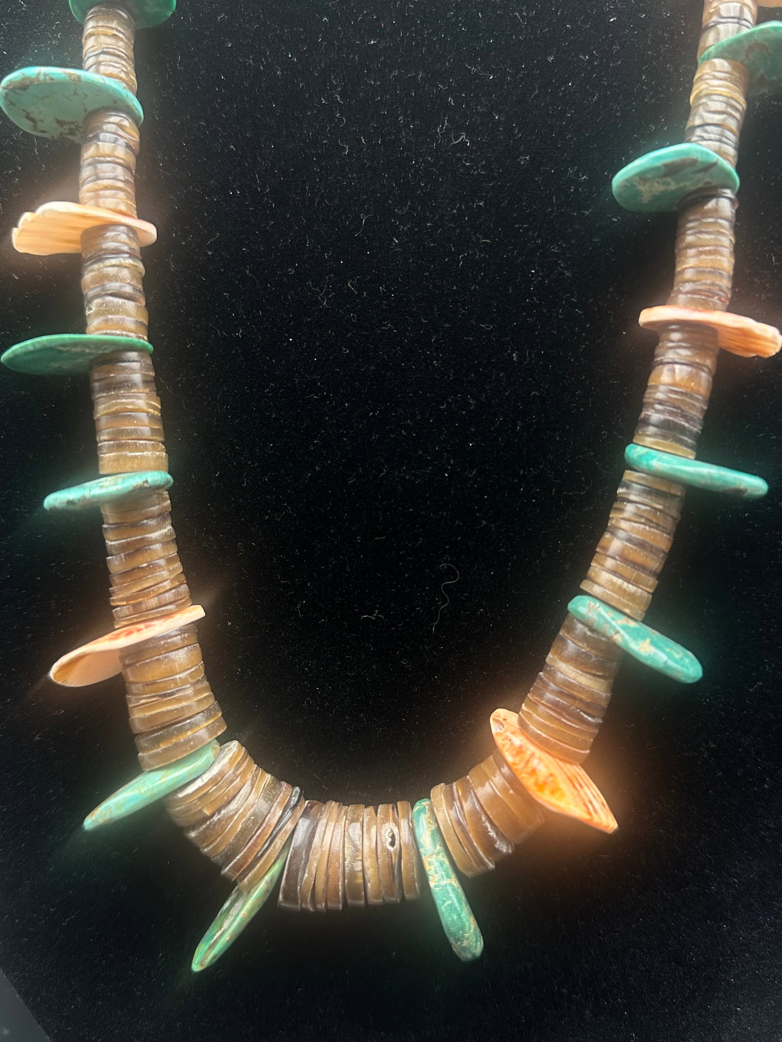 Vintage Santo Domingo Pueblo Style Turquoise Spiny Oyster Heishi Necklace (1 of 10)