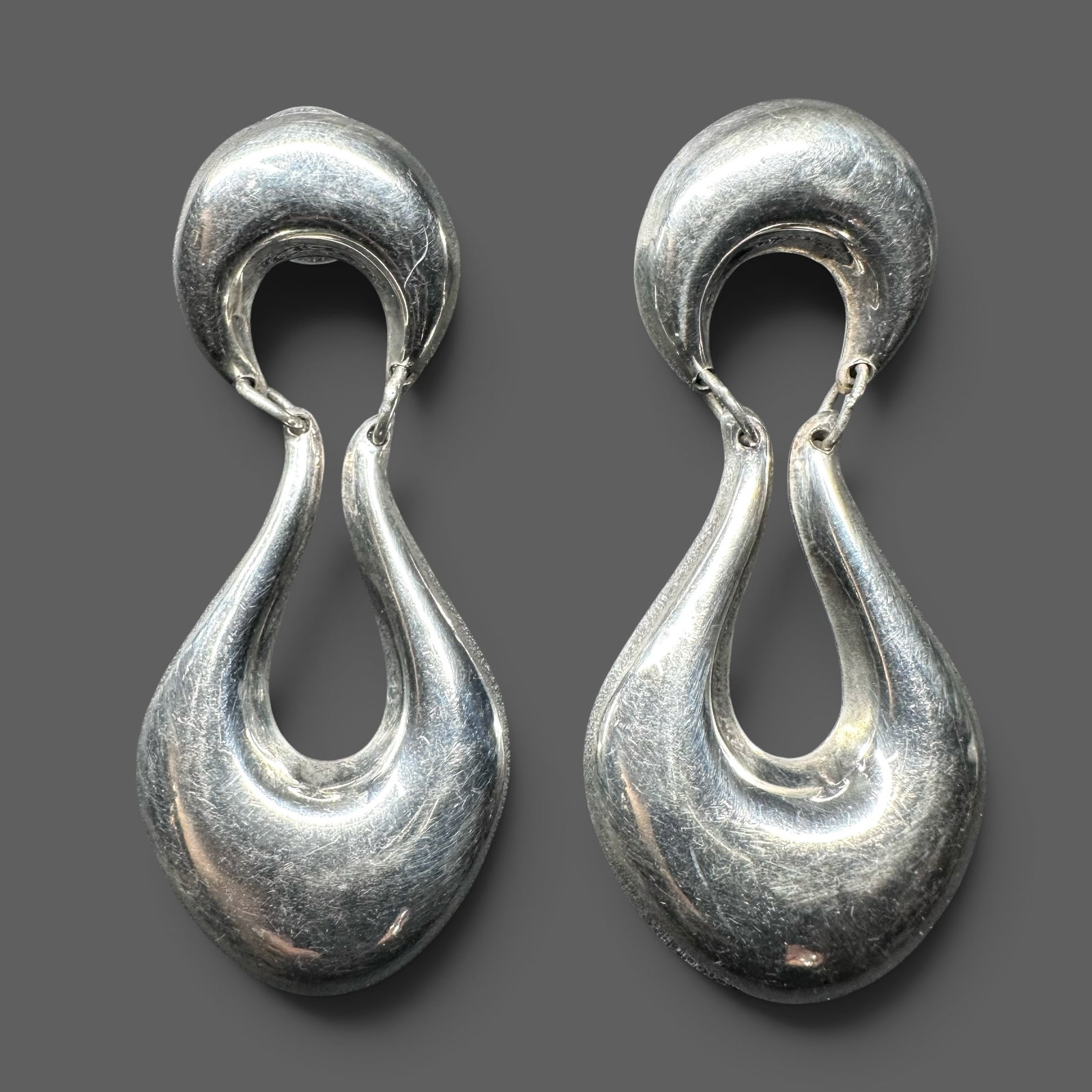 30g Mexico 925 Sterling Silver Modernist Dangle Earrings (1 of 9)
