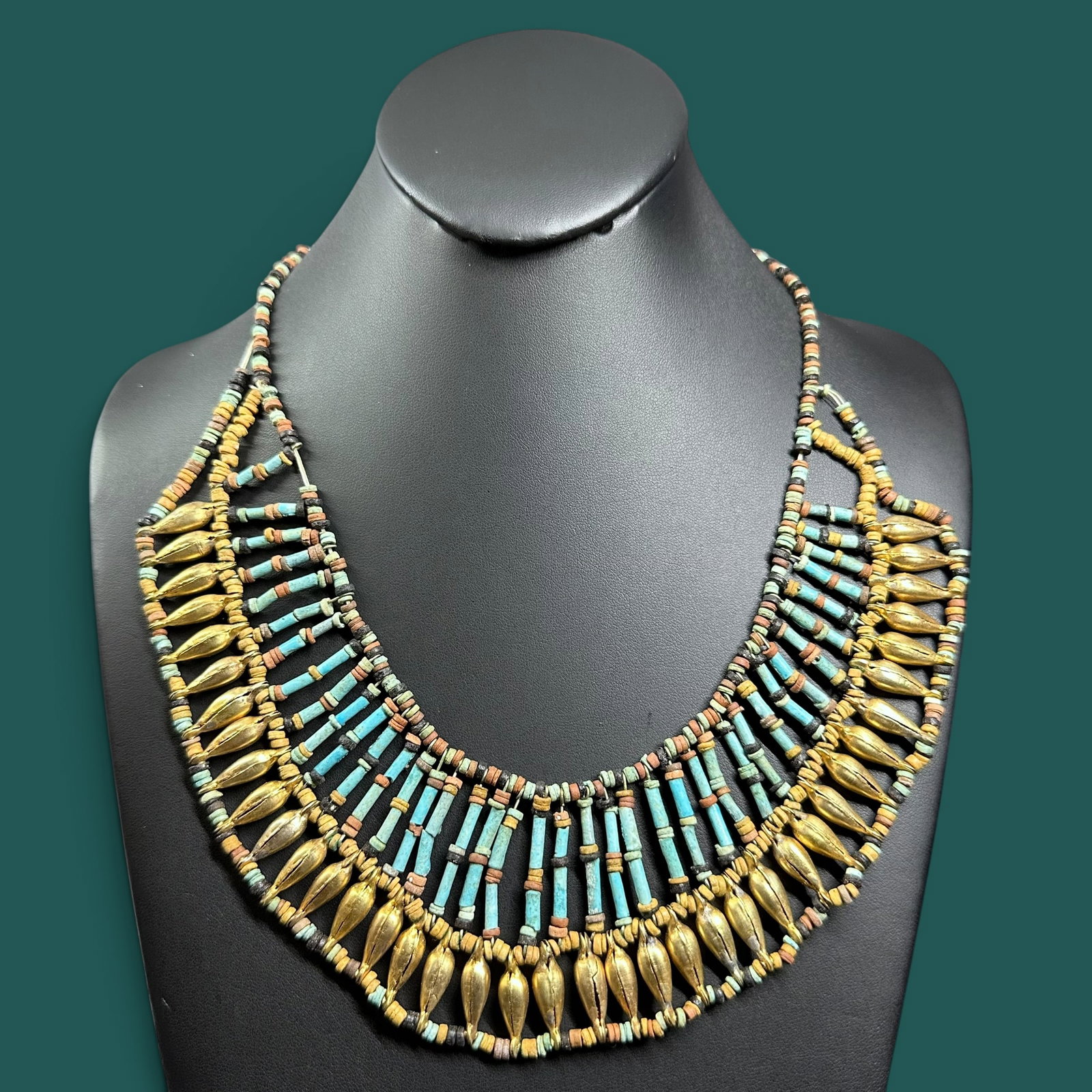 16" Vintage Egyptian Revival Faience Bib Necklace (1 of 7)
