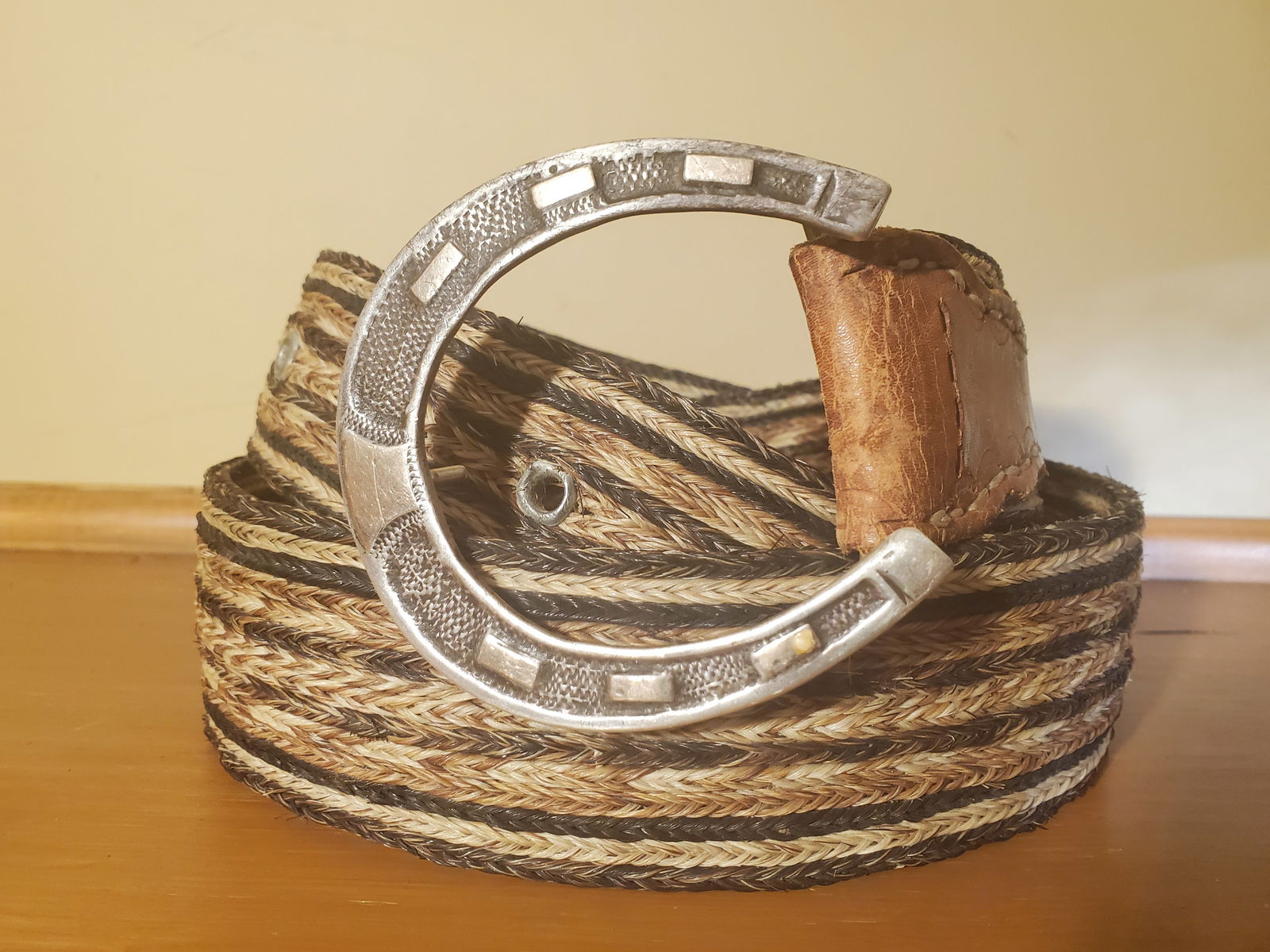 Vintage Horsehair Western Belt with Silver Buckle (1 of 3)