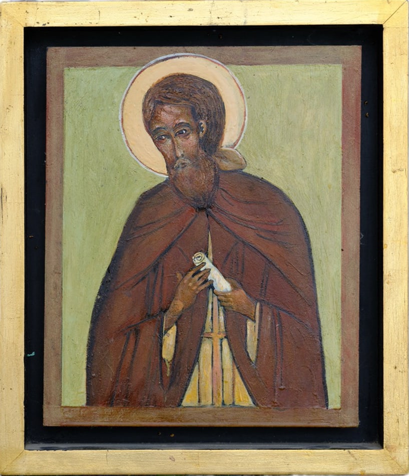 Russian Orthodox icon egg tempera on board icon of St Sergius / Sergey Radonezh (1 of 3)