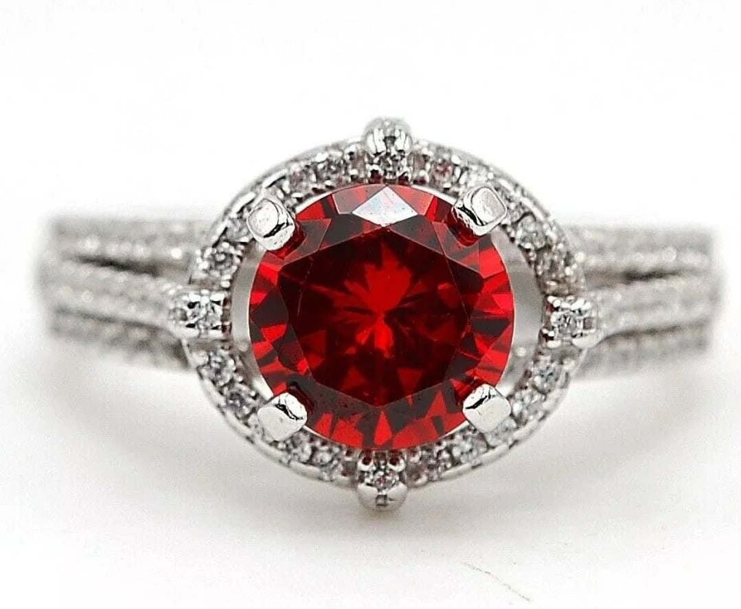 Beautiful Fire Garnet & Topaz 925 Sterling Silver Ring (1 of 2)