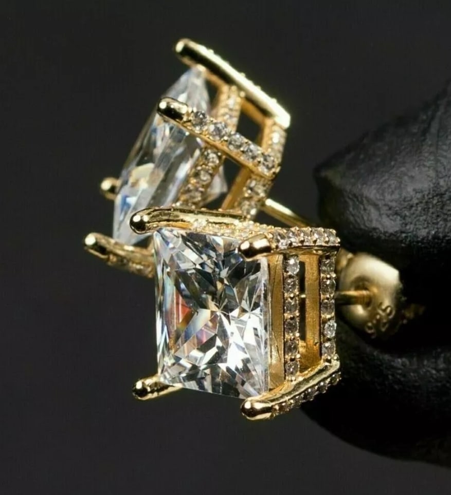 4 Ct Princess Cut Lab Created Diamond Earrings (1 of 2)