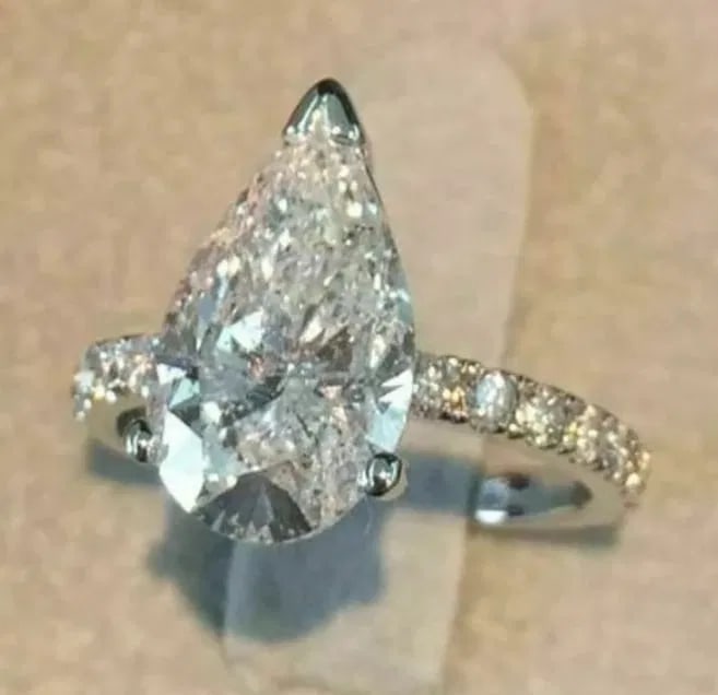 3.50 Ct Lab Created Pear Cut Diamond Ring (1 of 2)