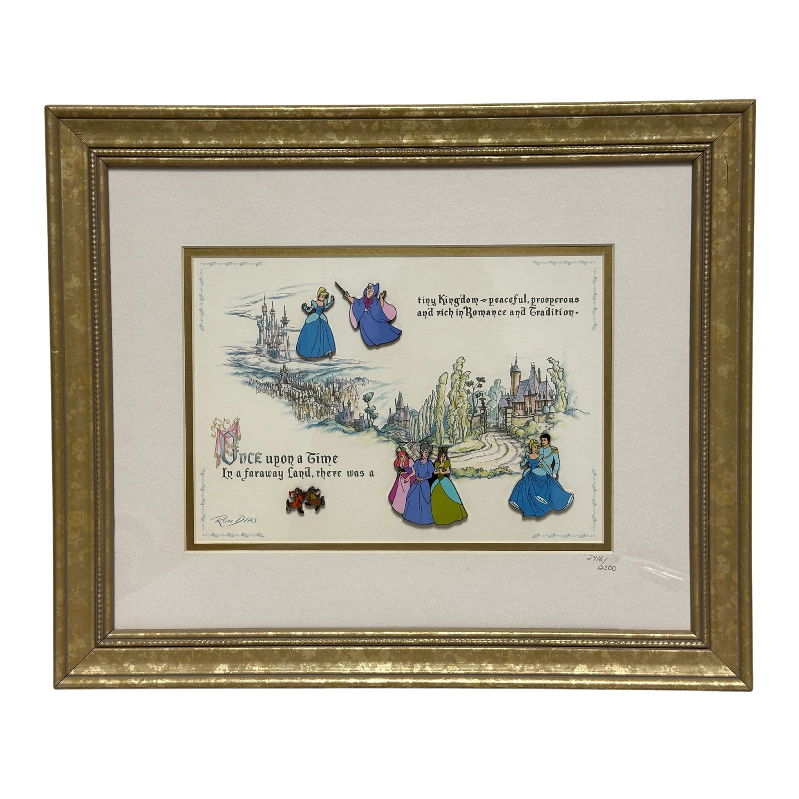 Disney Cinderella 50th Anniversary Framed Pin Set Fairy Godmother Jaq Gus (1 of 7)