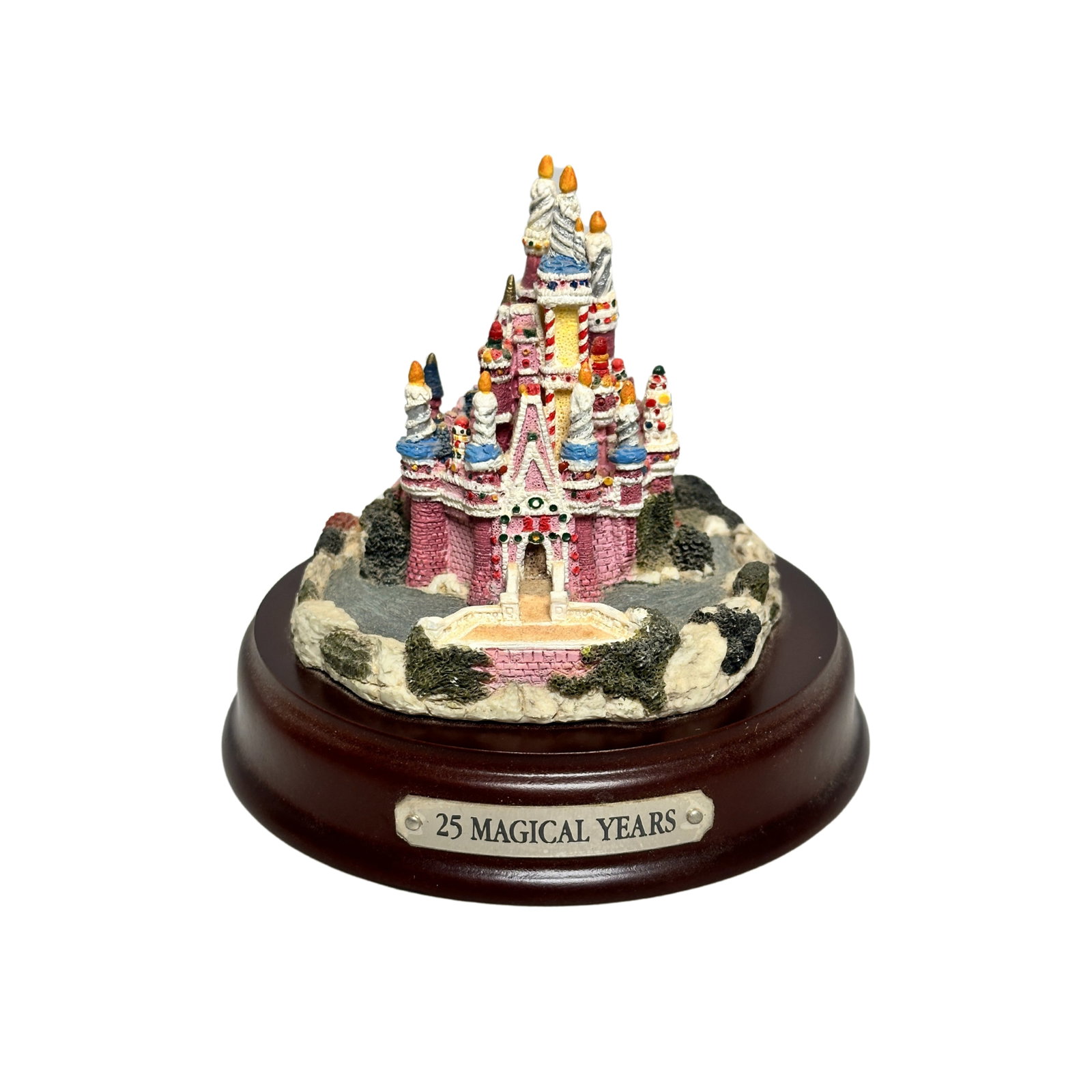 Walt Disney World The Art Of Disney 25 Magical Years Cinderellas Castle Figurine: A Walt Disney World The Art Of Disney 25 Magical Years Figurine. This piece features Cinderells's Castle. It measures roughly 5" by 5".