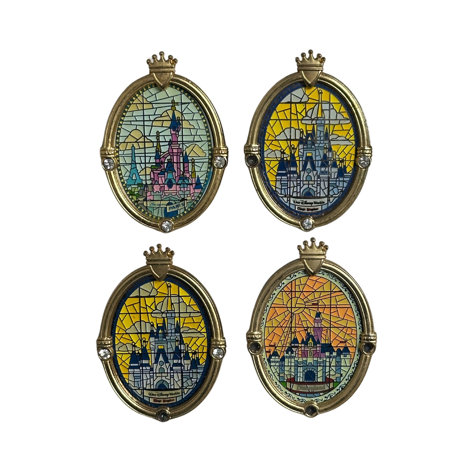 Disney Parks Cinderella & Sleeping Beauty Castle Stained Glass Mosaic Pin Lot Of 4 (1 of 4)