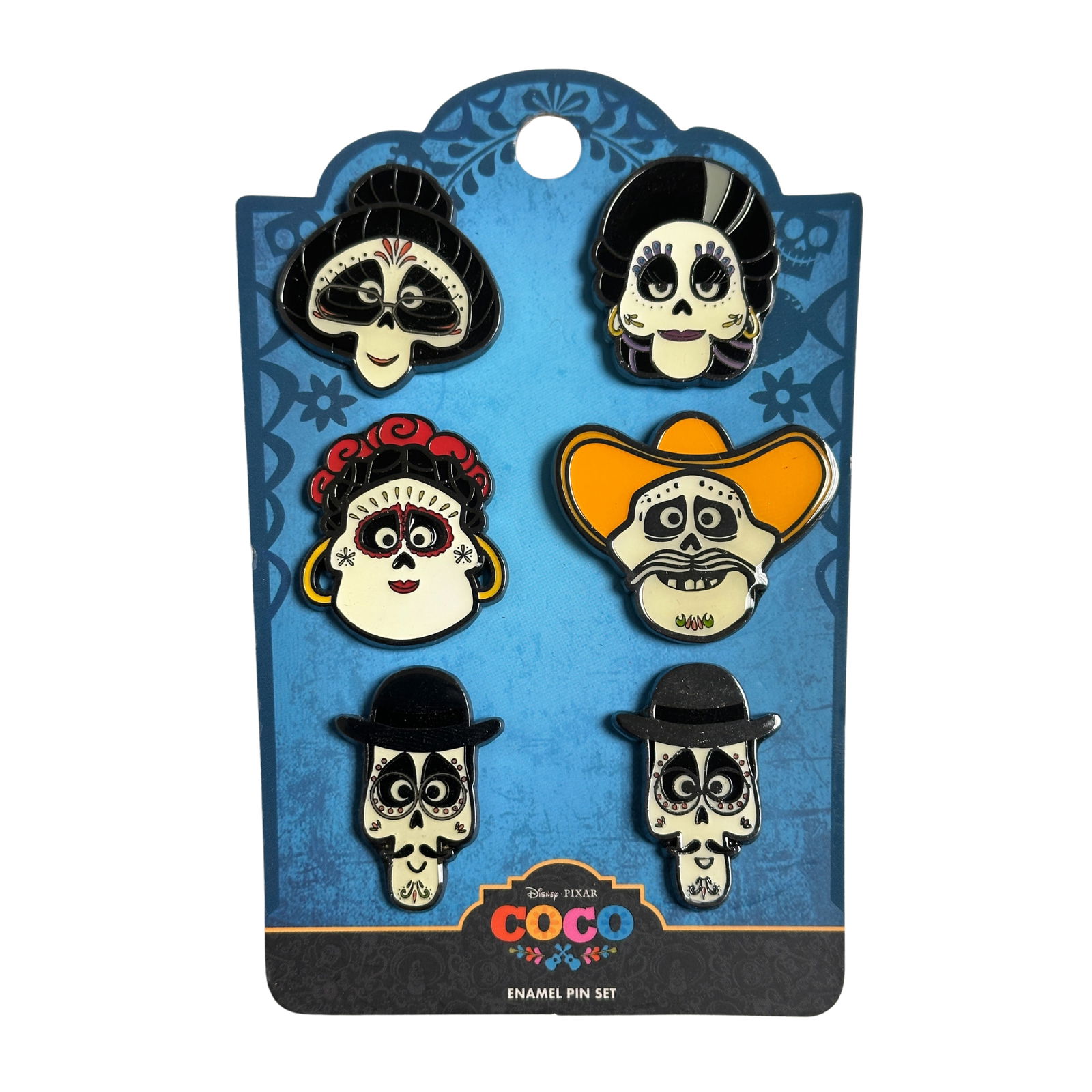 Disney Pixar Coco Sugar Skull Enamel Pin Set Of 6 (1 of 2)