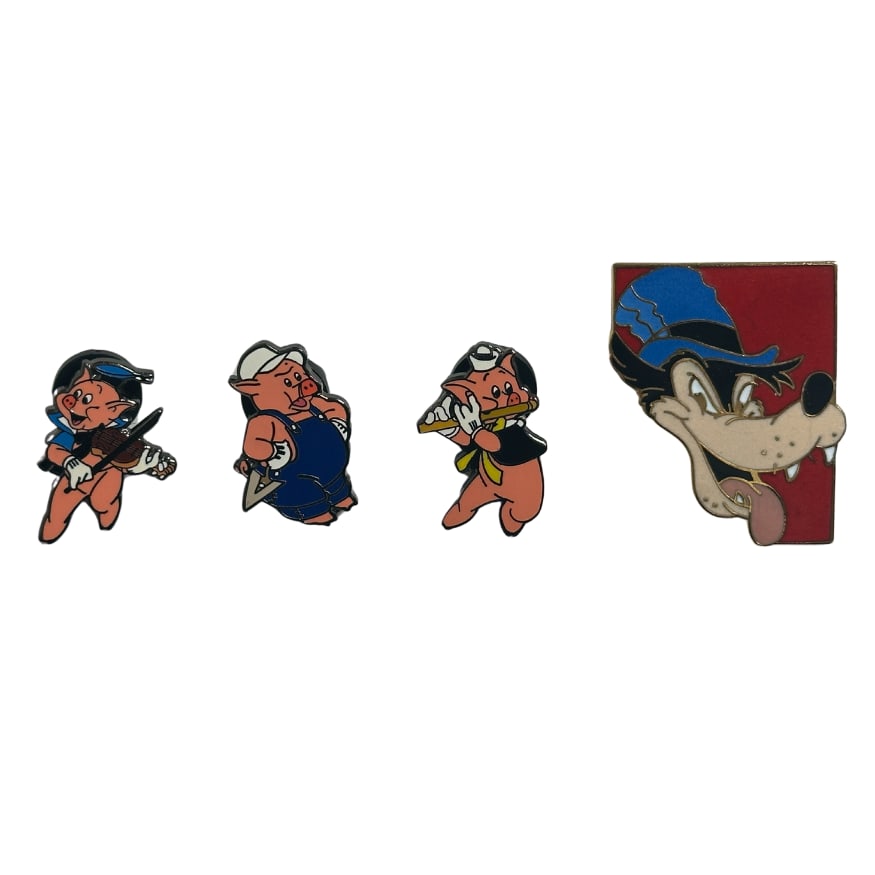 Disney Three Little Pigs & Big Bad Wolf Pin Set Of 4 (1 of 3)
