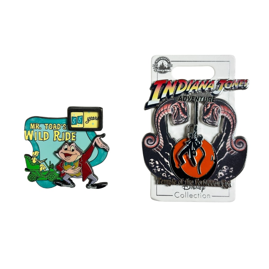 Disney Indiana Jones & Mr. Toad Pin Lot Of 2: ******* FREE SHIPPING *******A Disney Indiana Jones & Mr. Toad Pin Lot Of 2. These feature Indiana Jones and Mr. Toad.******* FREE SHIPPING *******