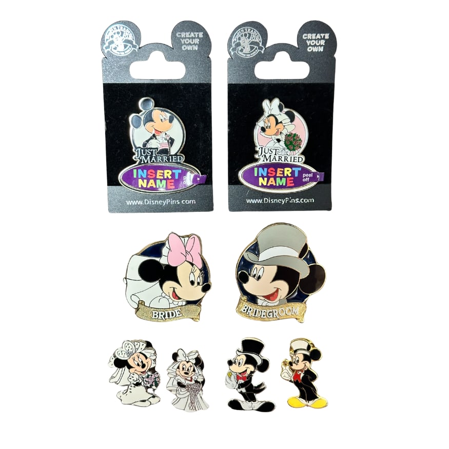 Disney Mickey & Minnie Bride & Groom Pin Lot Of 8: ******* FREE SHIPPING *******Disney Bride & Groom Pin Lot Of 8. These feature Minnie and Mickey.******* FREE SHIPPING *******