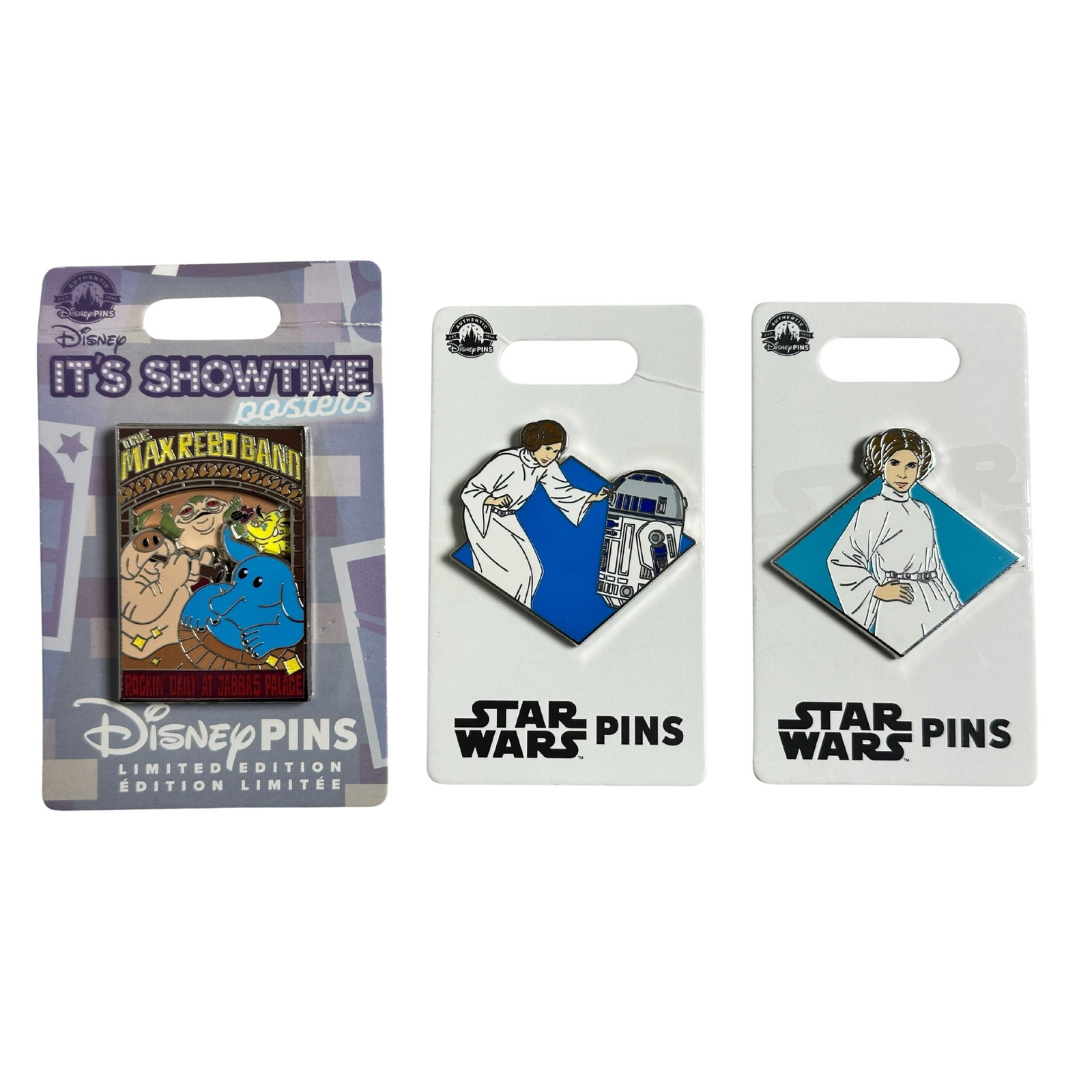 Disney Star Wars Princess Leia & Max Rebo Band Pin Lot Of 3: Disney Star Wars Princess Leia & Max Rebo Band Pin Lot Of 3. These feature Princess Leia, R2D2, and The Max Rebo Band. ******FREE SHIPPING******
