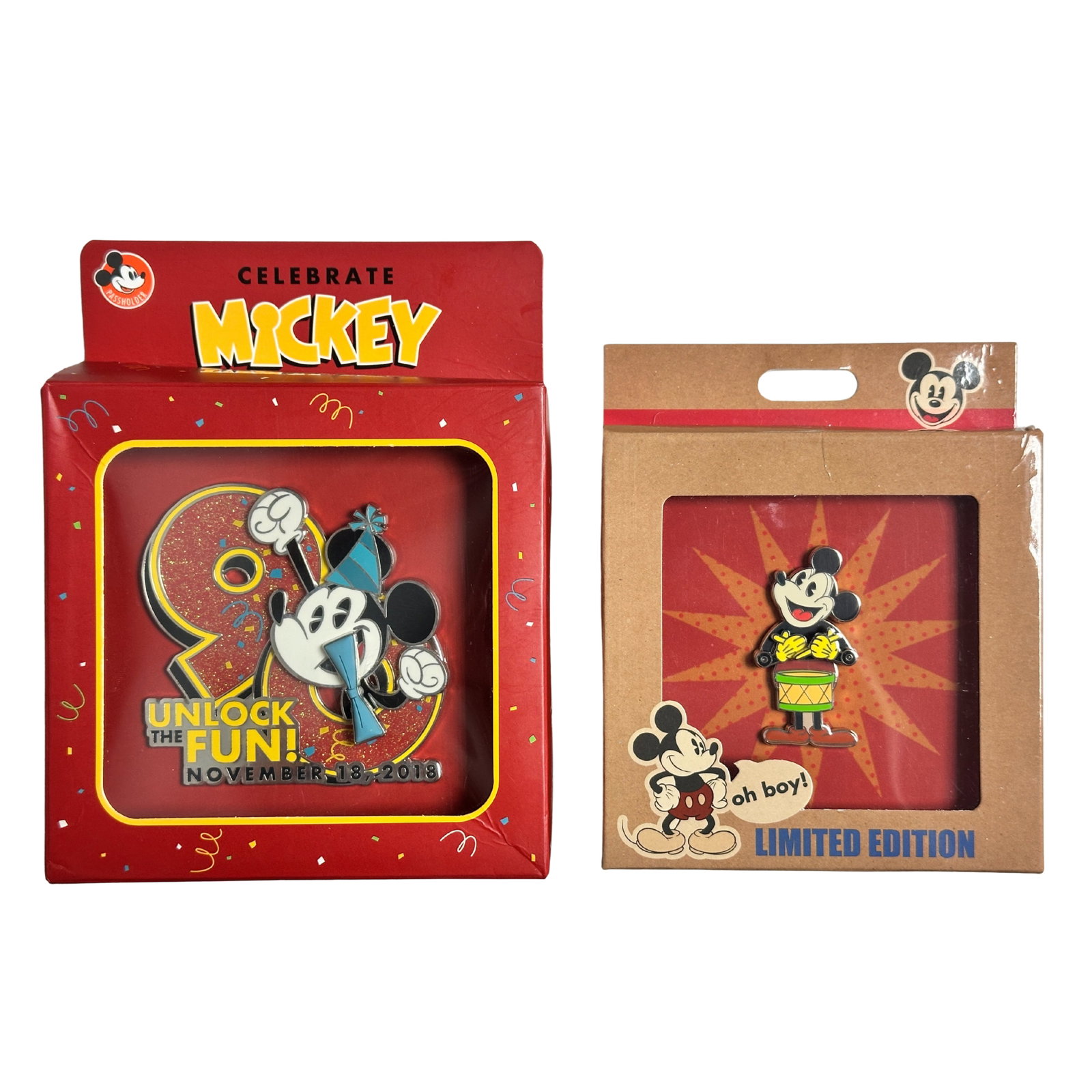 Disney Celebrate Mickey Boxed Pin lot Of 2: Disney Celebrate Mickey Boxed Pin lot Of 2. These feature Mickey Mouse. ******FREE SHIPPING******