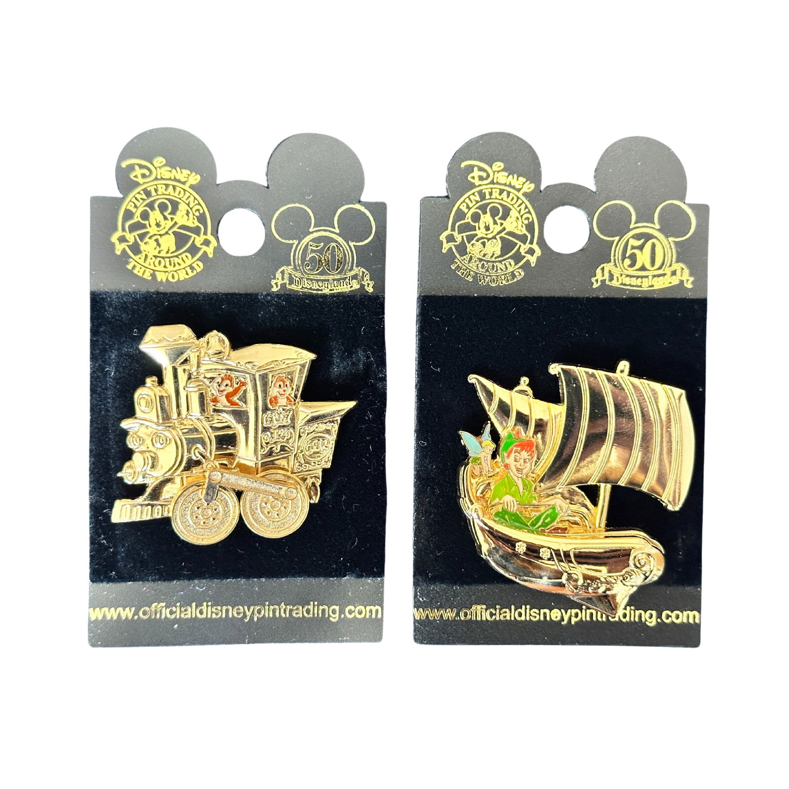 Disneyland 50th Anniversary Golden Vehicle Pin Lot Of 2 (1 of 3)