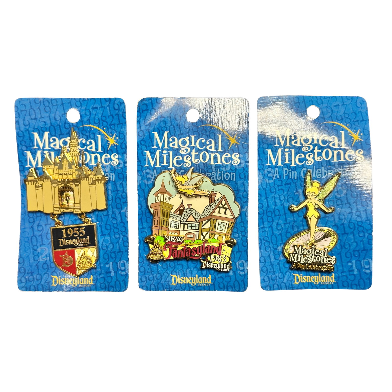 Disney Magical Milestones Tinker Bell, Fantasyland, & Opening Day Pin Lot of 3: Disney Magical Milestones Tinker Bell, Fantasyland, & Opening Day Pin Lot of 3. These feature Tinker Bell and Walt. *******FREE SHIPPING*******