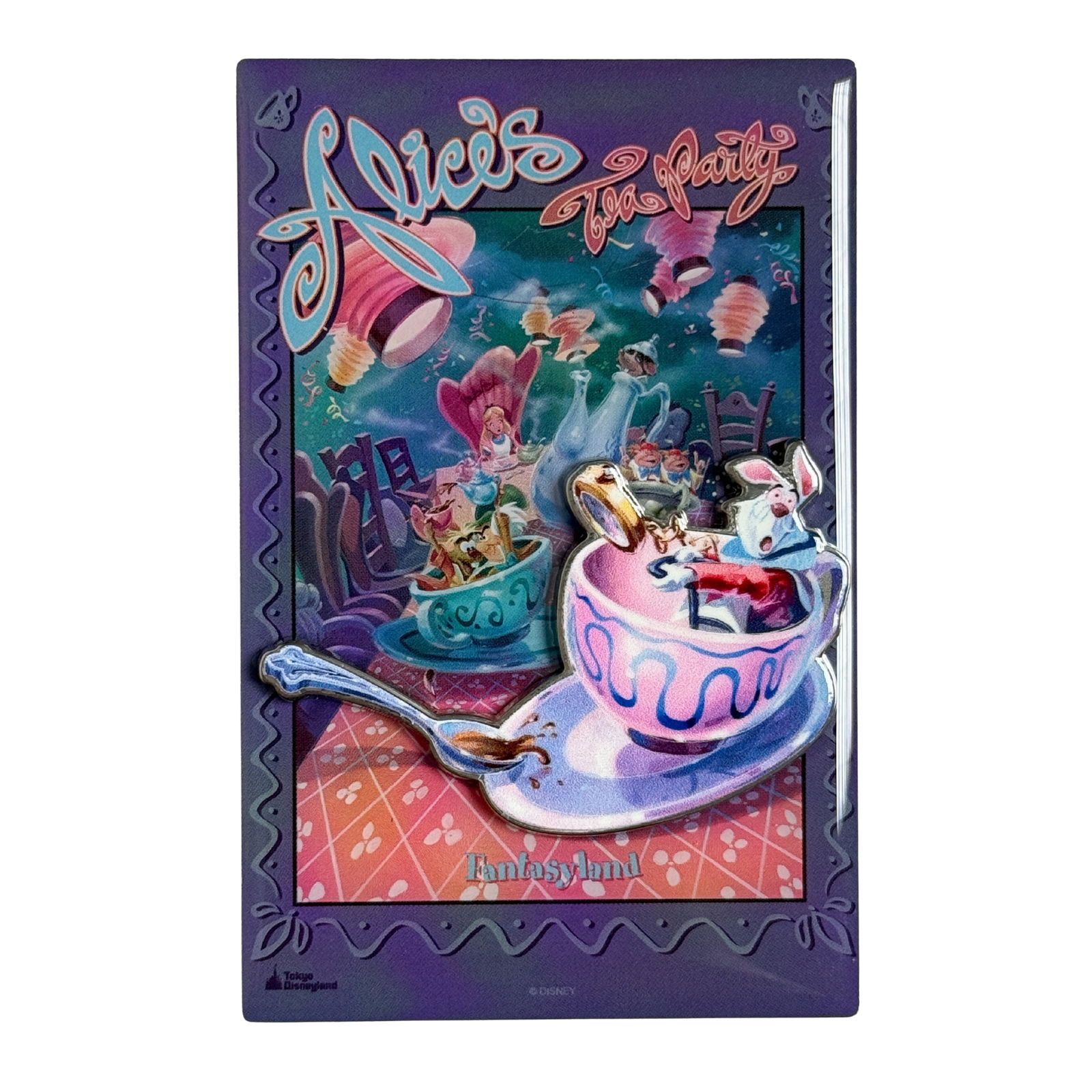 Disney Parks Fantasyland Alice's Tea Party Attraction Poster Jumbo Pin (1 of 2)