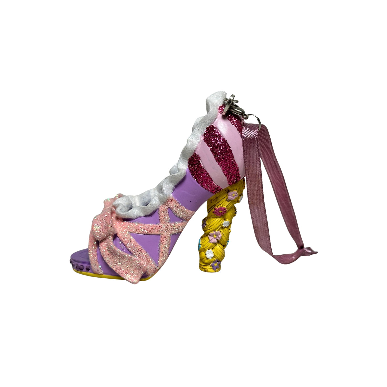 Disney Tangled Rapunzel Runway Shoe Holiday Christmas Sketchbook Ornament: Disney Tangled Rapunzel Runway Shoe Holiday Christmas Sketchbook Ornament. This features a high heel shoe designed to represent Rapunzel. *******FREE SHIPPING*******
