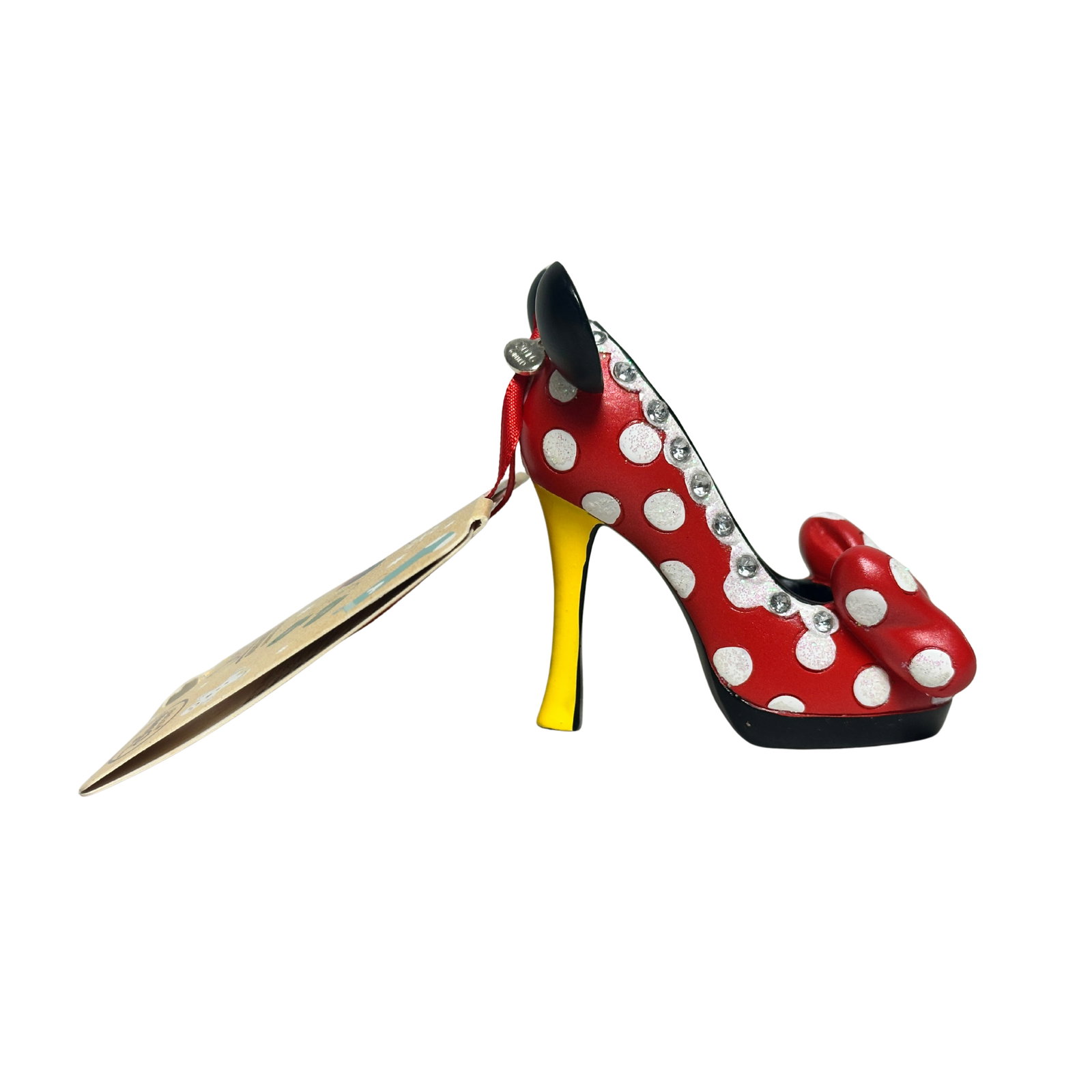 Disney Minnie Mouse Runway Shoe Holiday Christmas Sketchbook Ornament: Disney Minnie Mouse Runway Shoe Holiday Christmas Sketchbook Ornament. This features a high heel shoe designed to represent Minnie Mouse. *******FREE SHIPPING*******