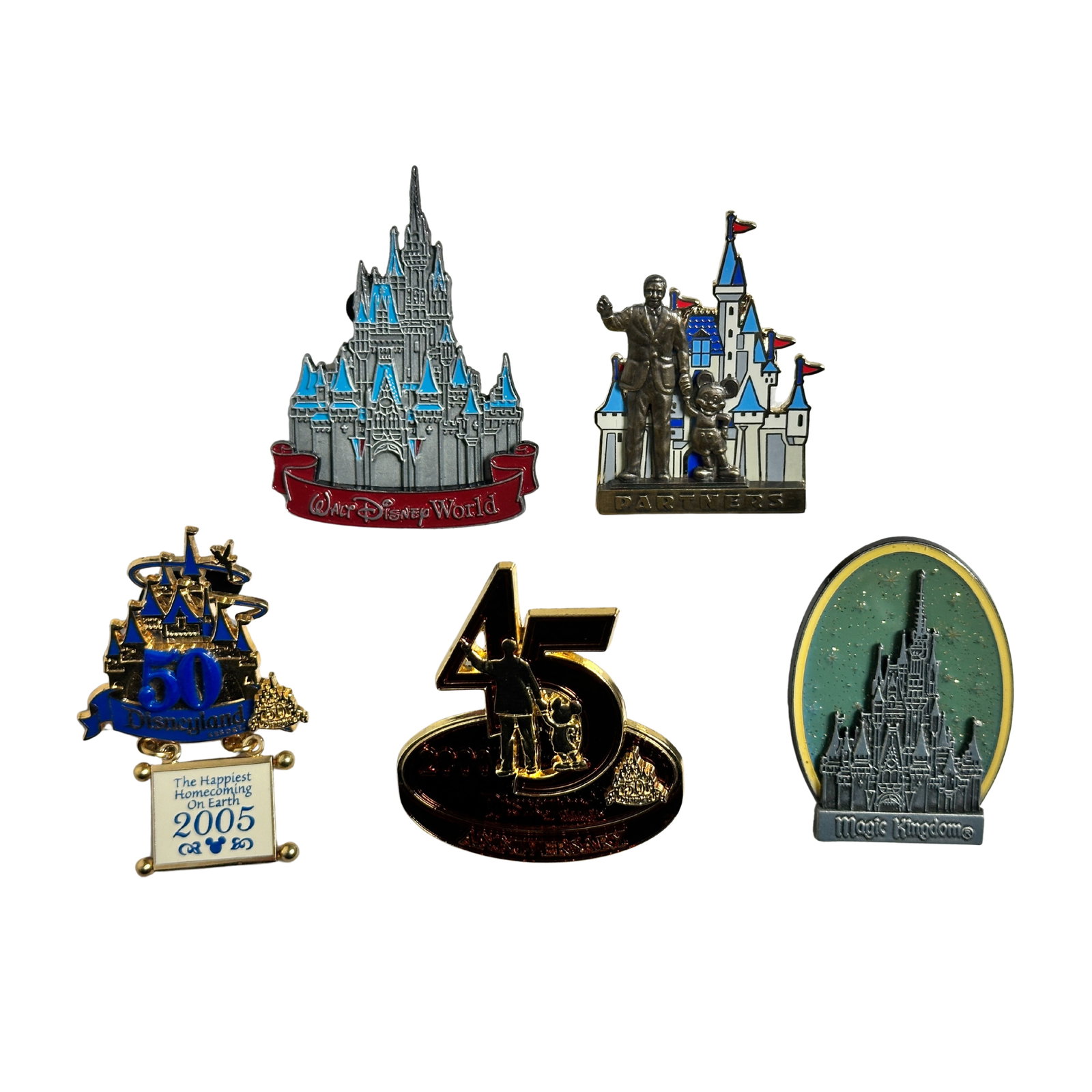 Walt Disney World Cinderellas Castle Walt & Mickey Pin Lot Of 5 (1 of 3)