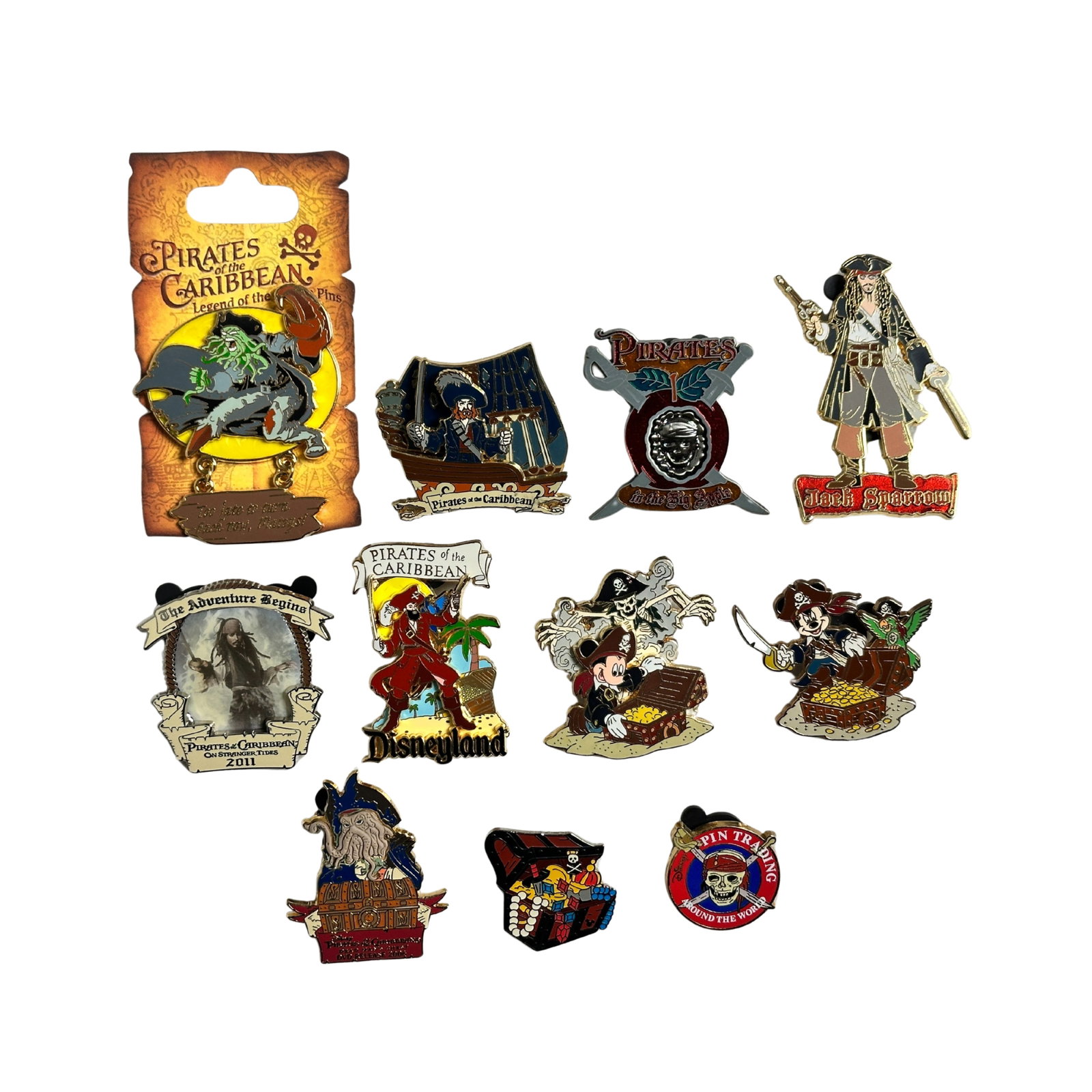 Disney Pirates Of The Caribbean Pin Lot Of 11: Disney Pirates Of The Caribbean Pin Lot Of 11. Tjese feature Mickey and Davy Jones.*******FREE SHIPPING*******
