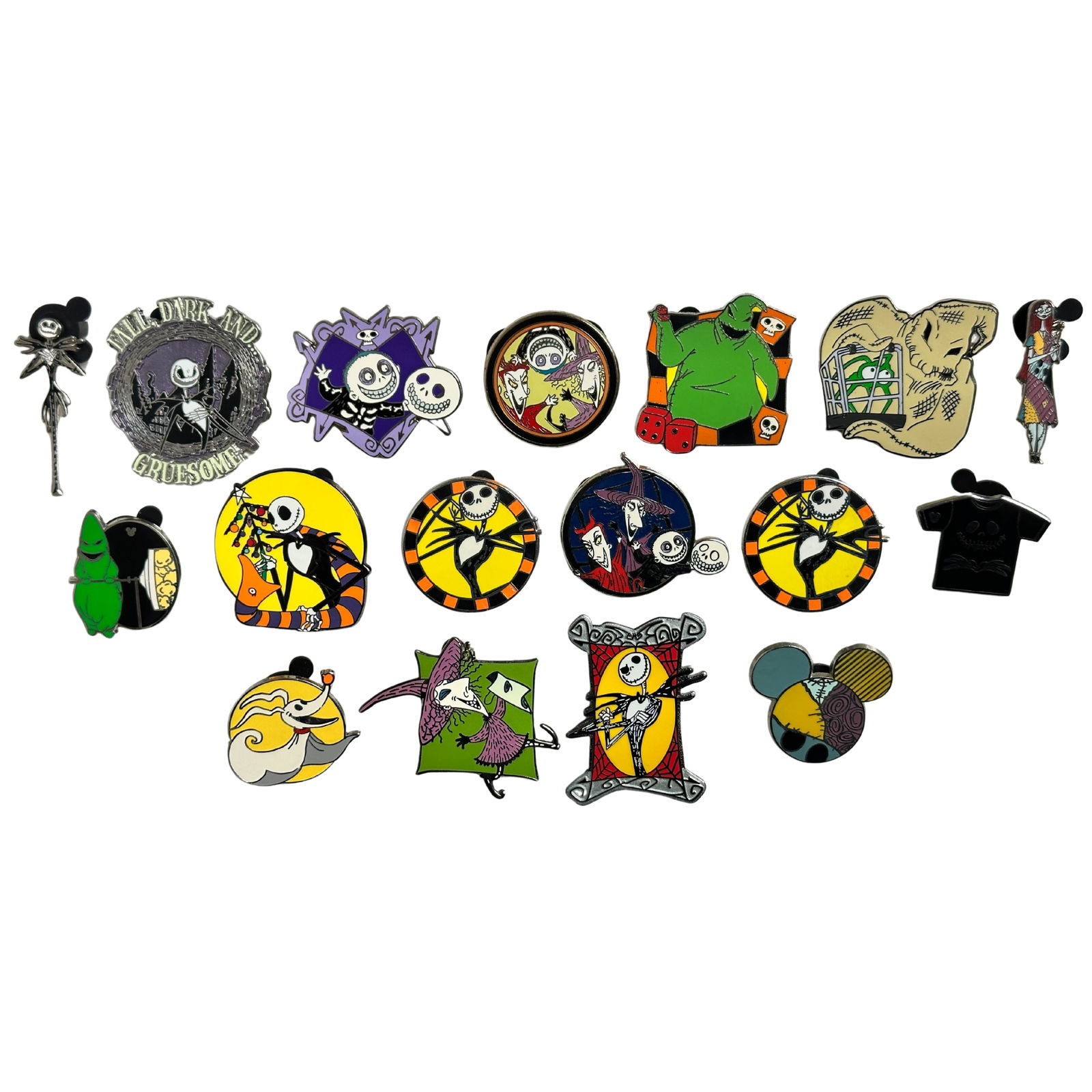 Disney The Nightmare Before Christmas Assorted Pin Lot Of 17: Disney The Nightmare Before Christmas Assorted Pin Lot Of 17. These feature JAck, Sally, Zero, Oogie Boogie, Lock, Shock, and Barrel.*******FREE SHIPPING*******