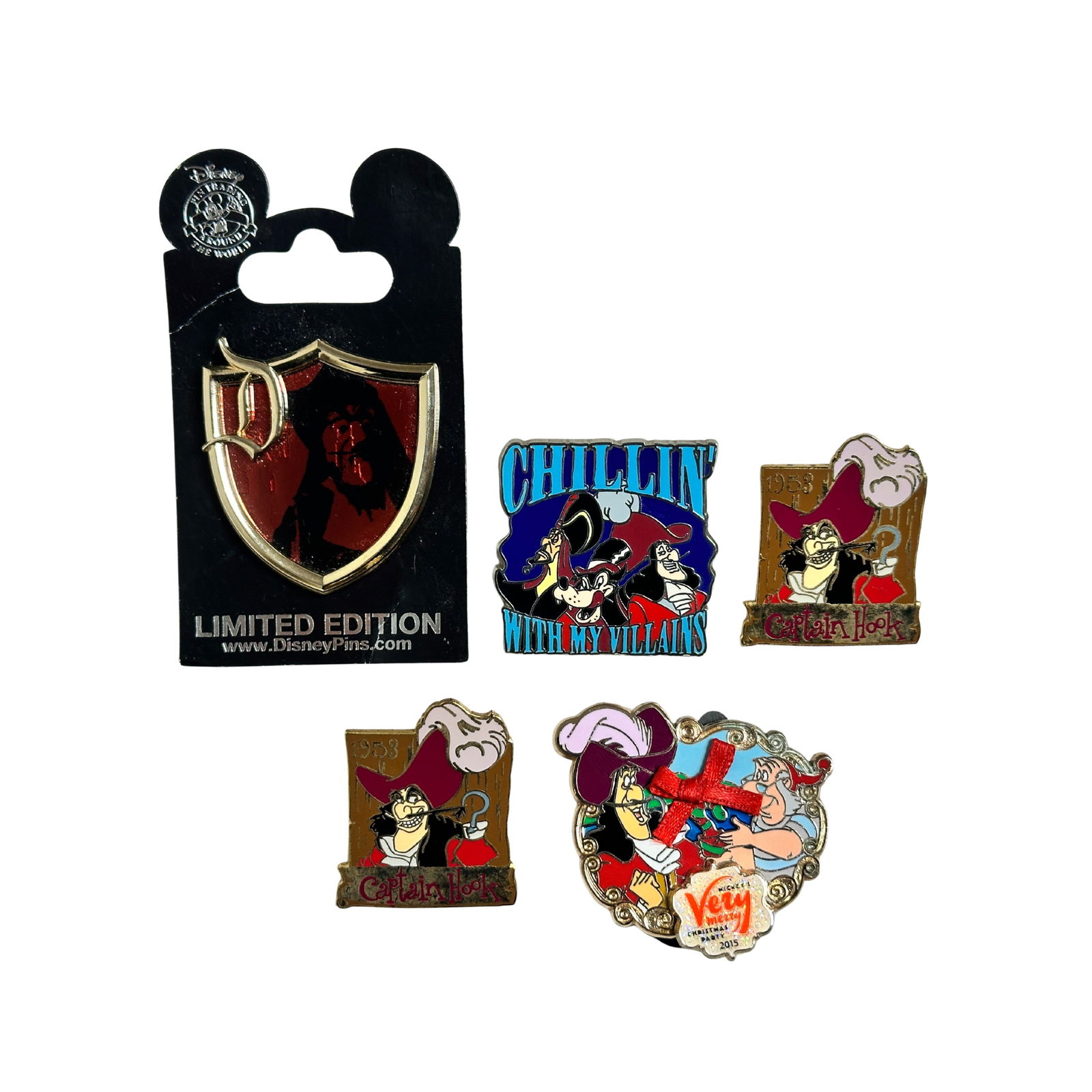 Disney Villains Captain Hook Assorted Pin Lot Of 5 (1 of 3)