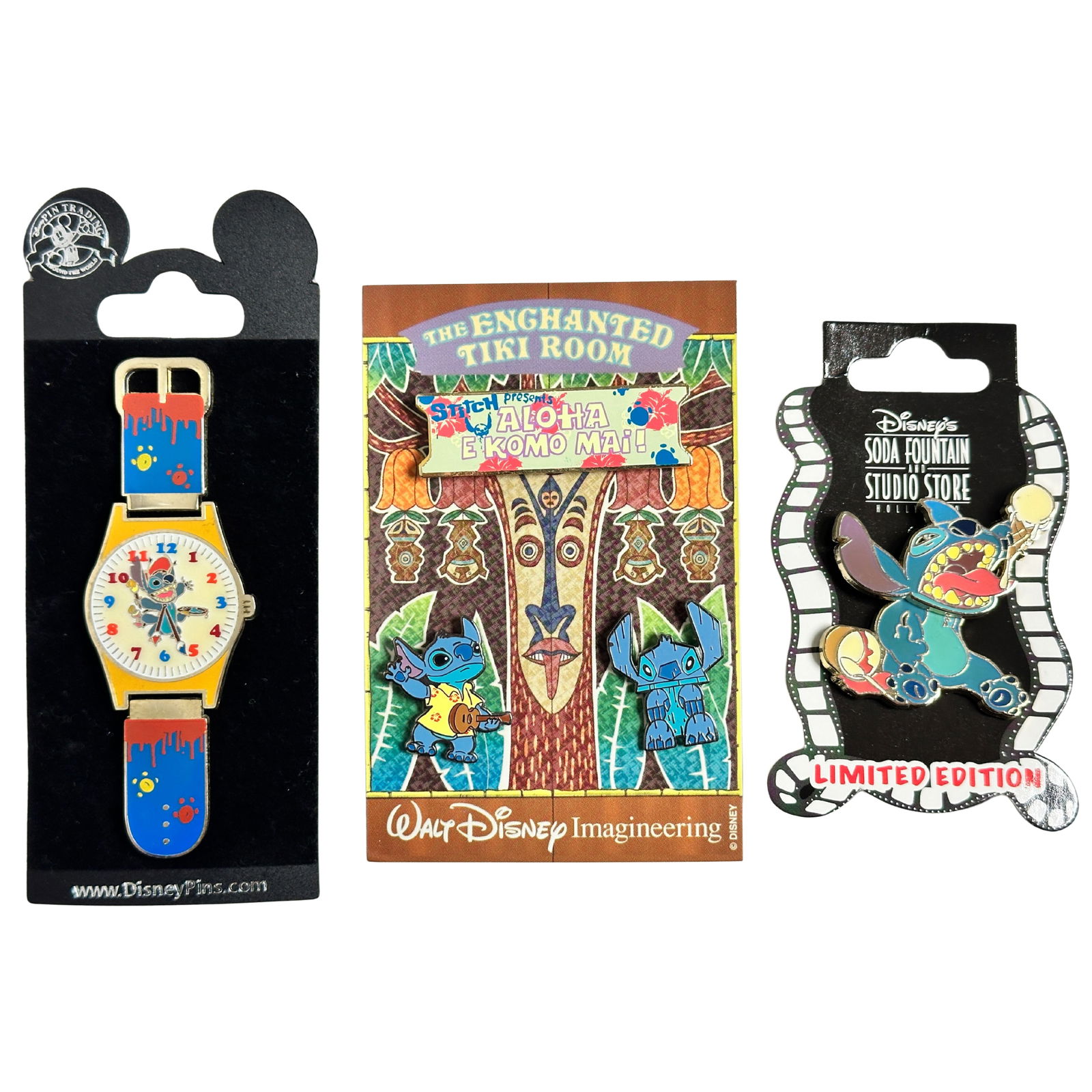 Disney Assorted Stitch Pin Lot Of 3 Soda Fountain Tiki Room (1 of 3)