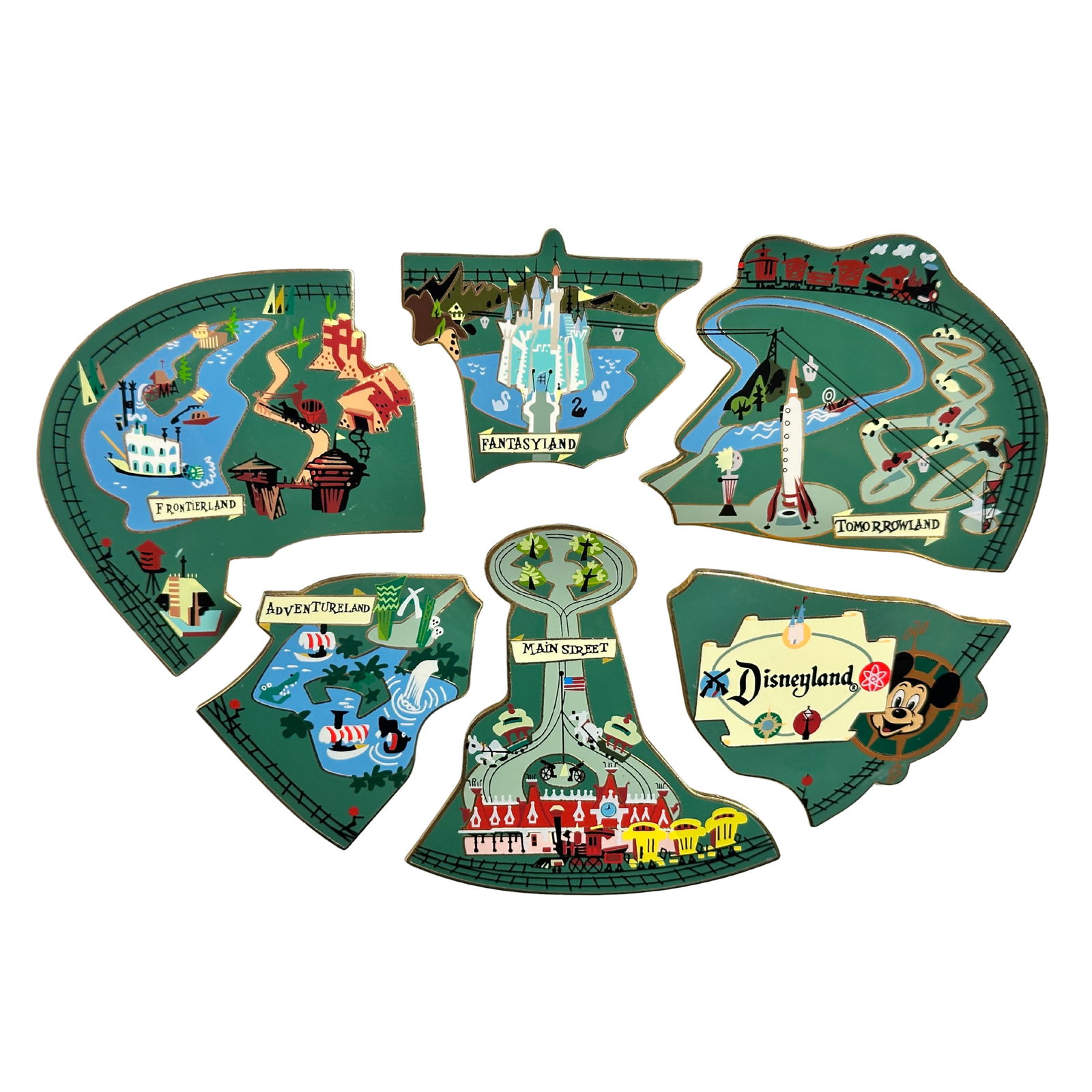 Disneyland Atlas Puzzle Map Pin Set Of 6 (1 of 3)
